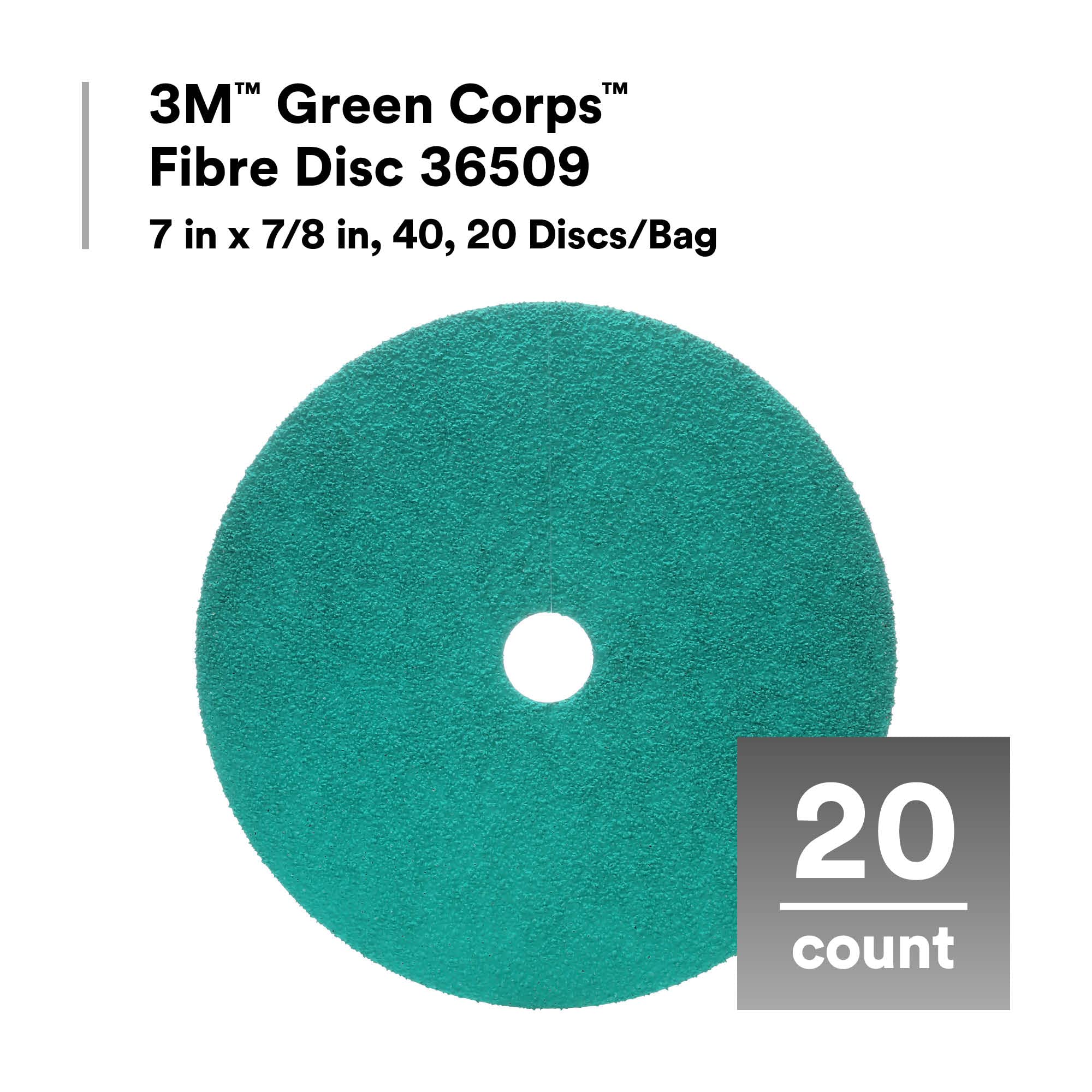 Green Corps 36509 36509 Disco de fibra, 17.778 cm de diámetro, grano 40, 8600 rpm, verde