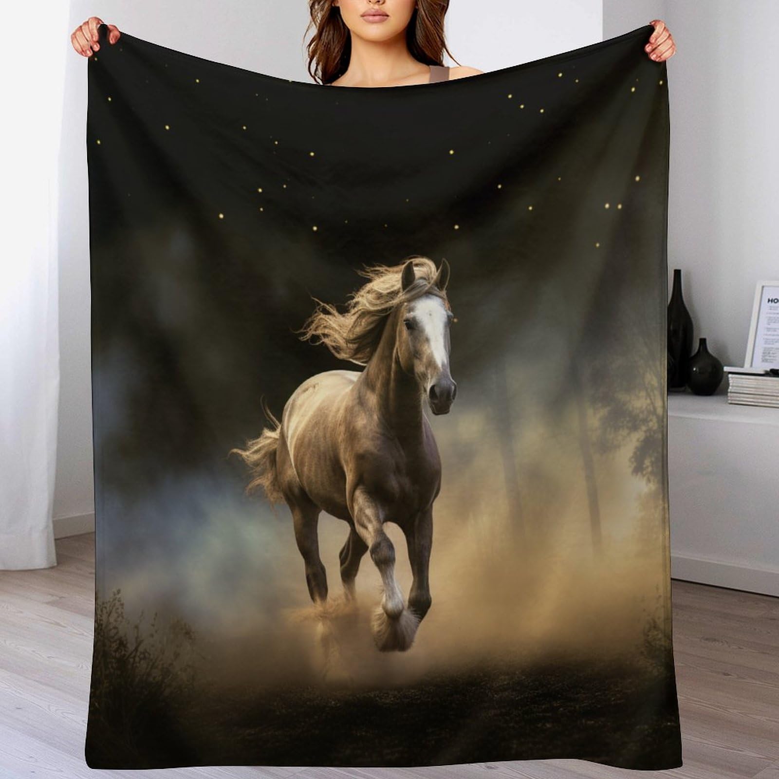 Couverture cheval chaude en polaire flannel contre le froid du salon