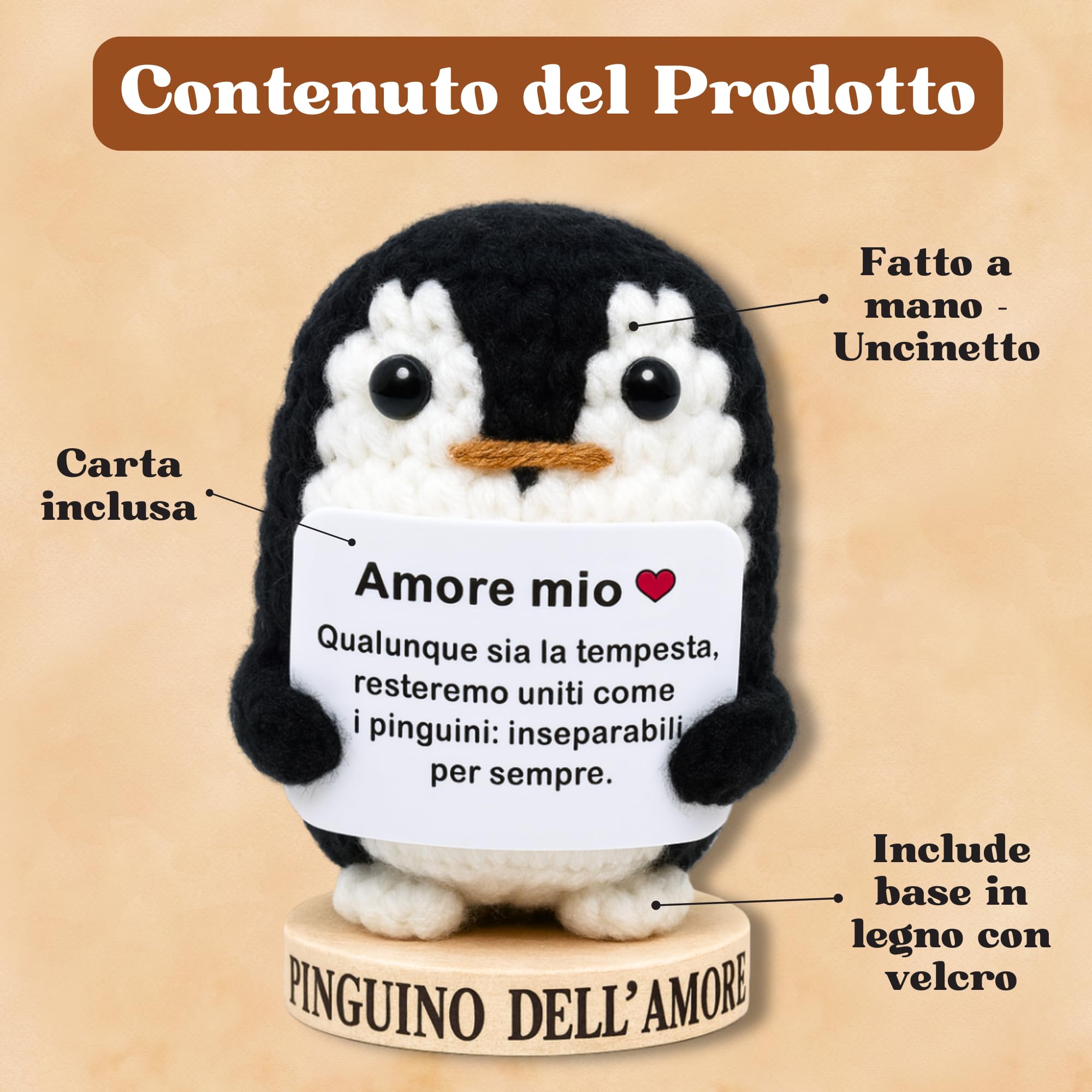 Pinguino Peluche dell’Amore – Regalo Romantico per Fidanzato o Fidanzata, Idea Regalo Anniversario, Mesiversario o Matrimonio – Regalo di Coppia San Valentino “Amore Mio” (Pinguino dell’Amore)
