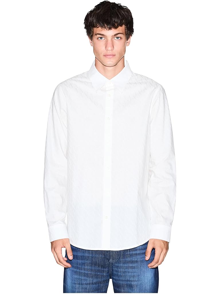 Pewter Armani Exchange Cotton Jacquard Button Down