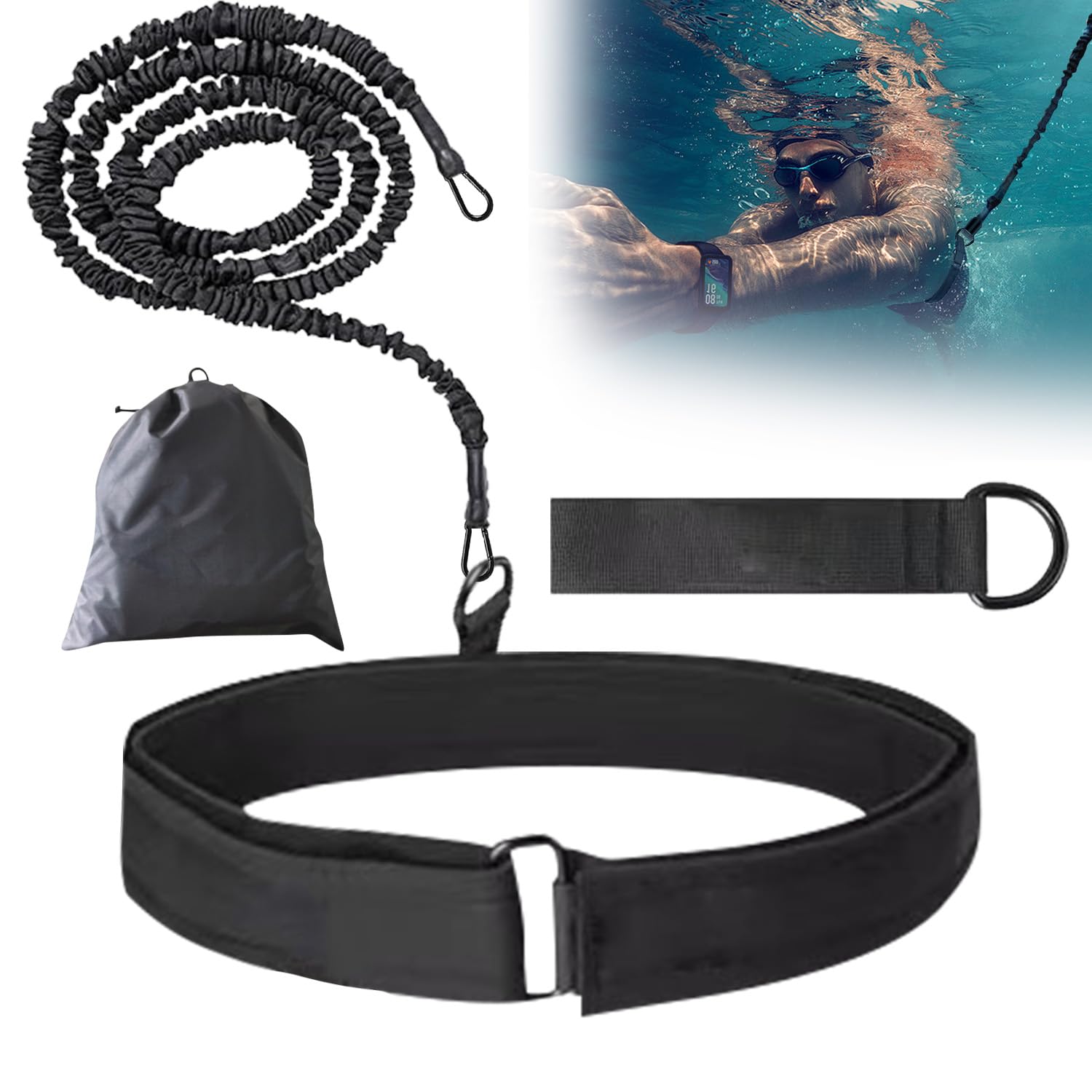 Landrain Schwimmgürtel Erwachsene, 2.5-7.5m Einstellbare Schwimmgurt für Pool