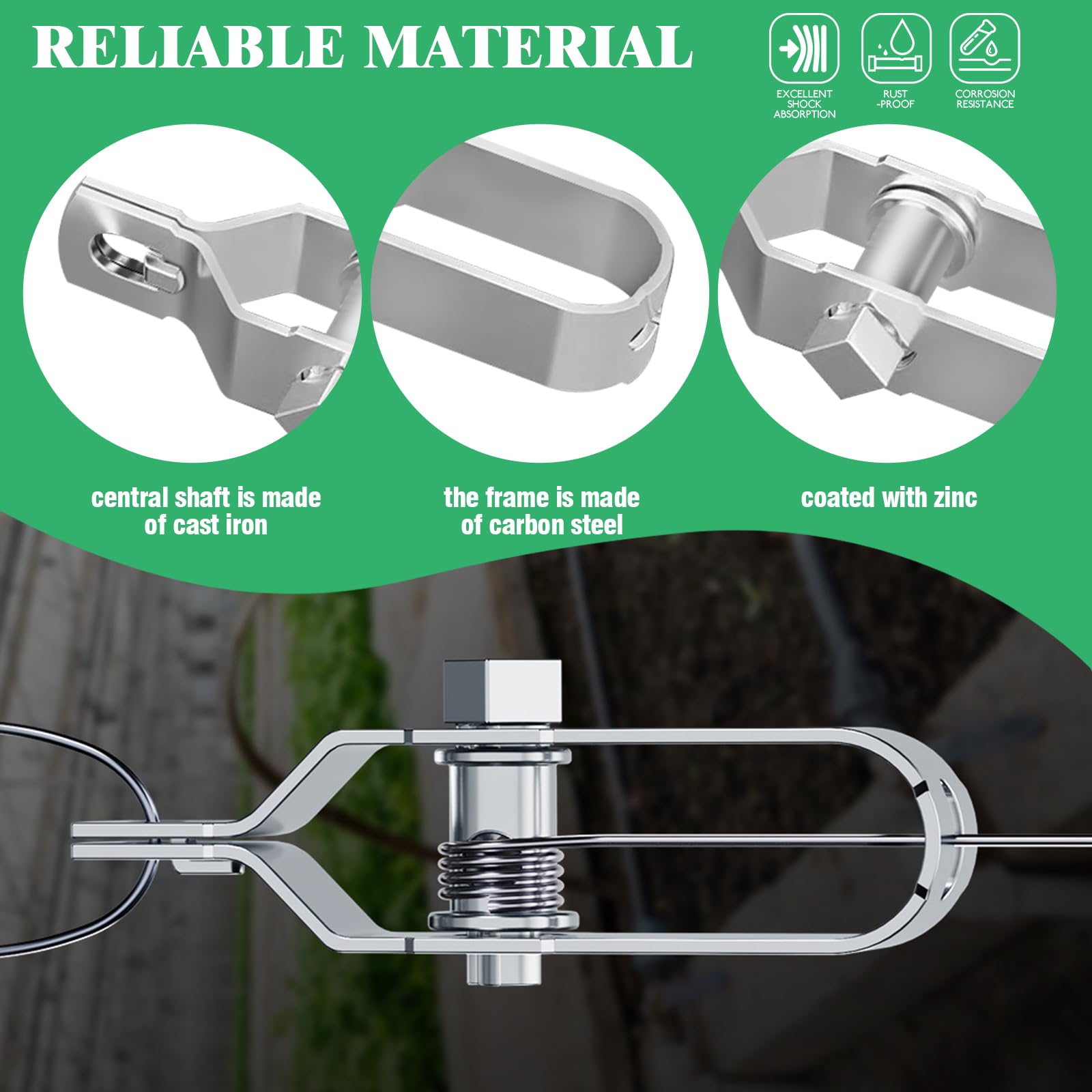 12 tenditori elettrici per recinzioni elettriche, resistenti, zincati, in linea, per cavi di tensionamento, fattorie, recinzioni, casa (90 mm)