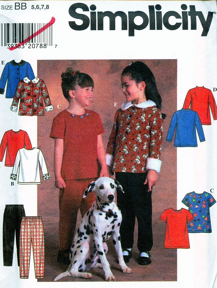 Patron Simplicity 7824 haut et pantalon fille tailles 3 à 6 ans