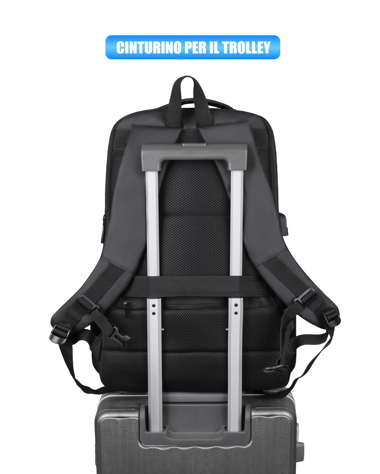 Kommodum - Zaino per Viaggio da Uomo Porta PC Estendibile Bagaglio Valigia Borsa Computer fino ai 17 pollici in Membrana PU Tasca impermeabile per Lavoro Trekking Escursione KM18