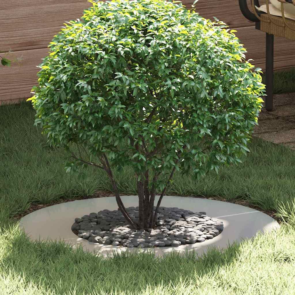 Juego de 5 anillos de árbol cuadrados de 70 x 70 cm de acero galvanizado, borde de corte plateado y protección de árboles para el jardín, disco plano para borde de parterres y limitación de