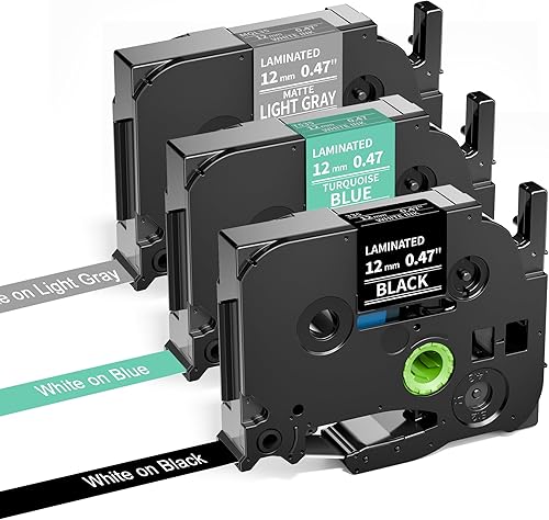 Greateam Cinta de etiquetas de 0.47 pulgadas compatible con Brother TZe TZ Tape TZe-335T535MQL35, P-Touch 0.472 in 0.47 pulgadas, cinta para
