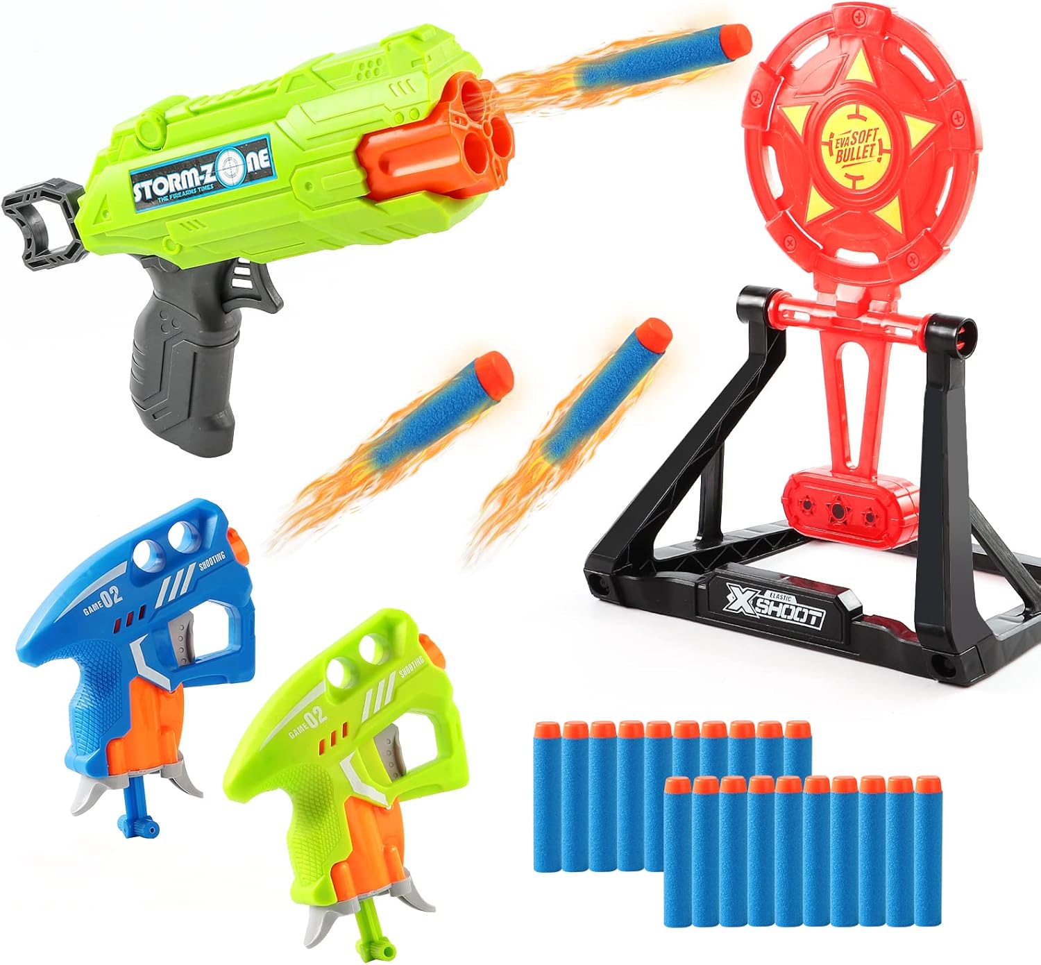 EnAuRoL 3 Packs Soft Bullet Blaster Guns with 20 Foam Darts and 1 Target for Age 3 4 5 6 7 8