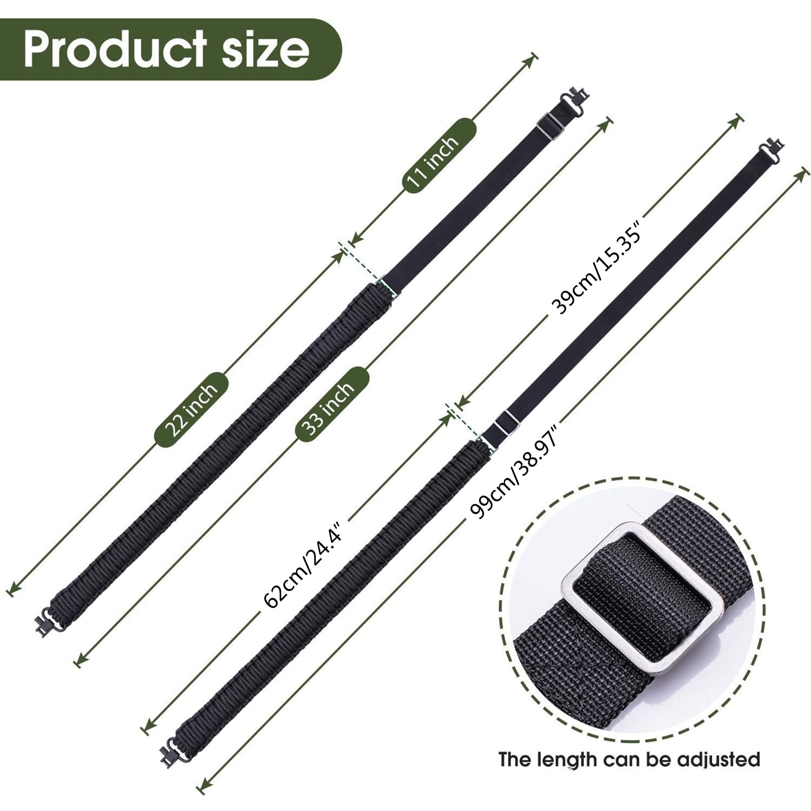 2 Punkt Sling Gewehre Paracord Gurt Rutschfest Paracord Sling Mit Wirbeln Schnell Einstellbare Länge Gurt Jagd Zubehör Einstellbare Länge Gurt Hochfest Paracord