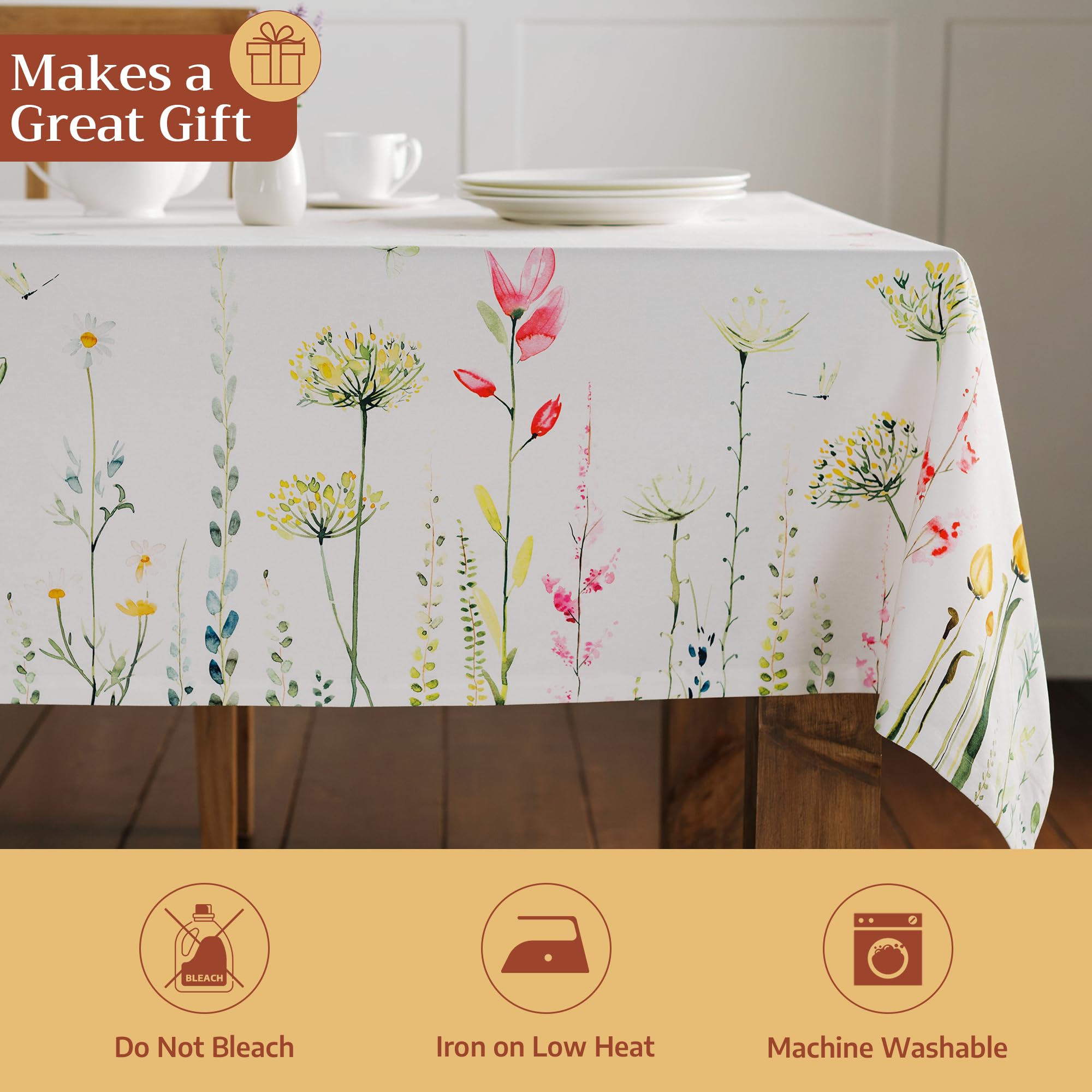 Maison d' Hermine Botanical Fresh Tischdecke, 100% Baumwolle, für Küche, Esszimmer, Tischplatte, Dekoration, Partys, Hochzeiten, Frühjahr/Sommer (rechteckig, 178 x 274 cm)