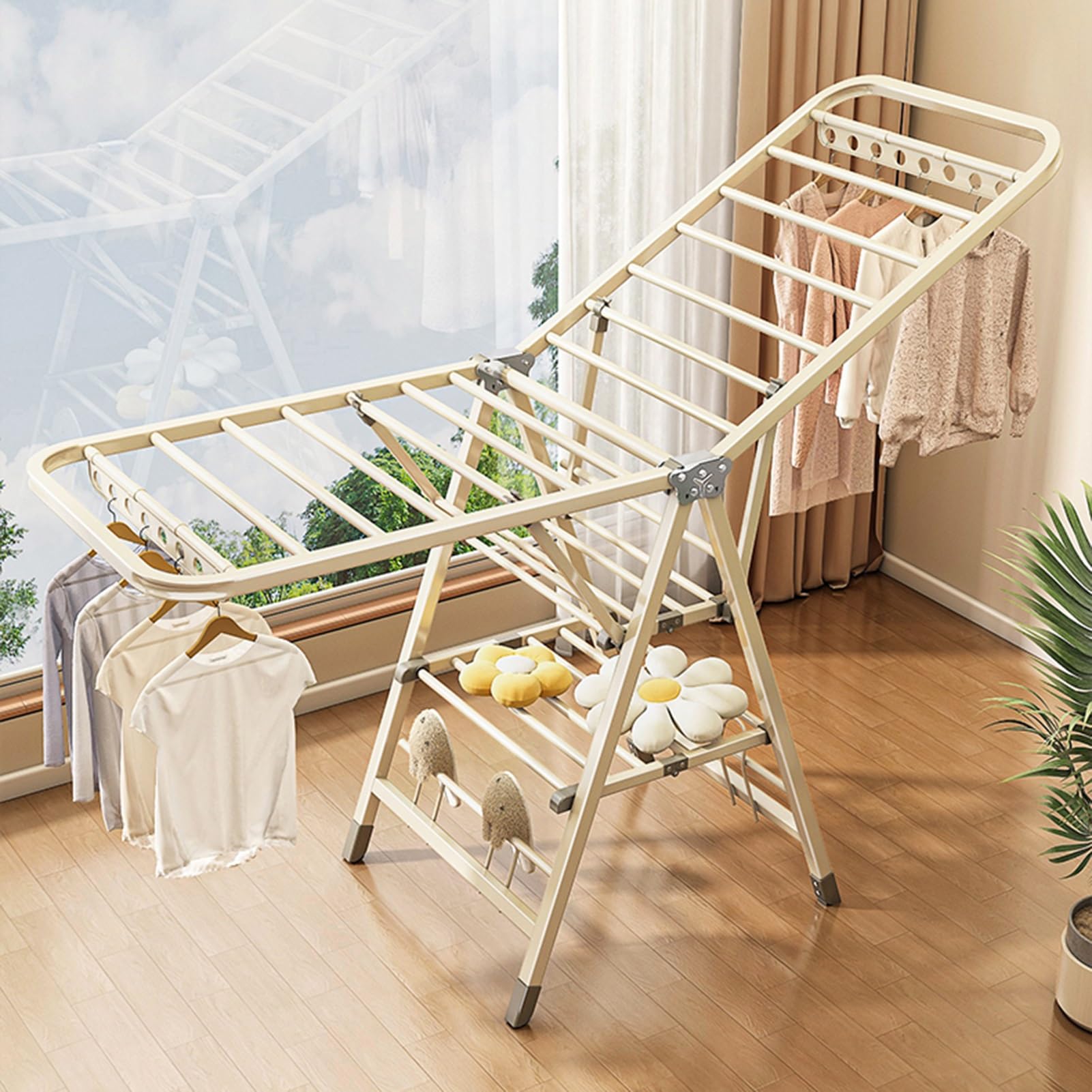 Wäscheständer – höhenverstellbar, Aluminiumlegierung, tragbar, freistehend, platzsparendes Design, 80 kg Tragkraft