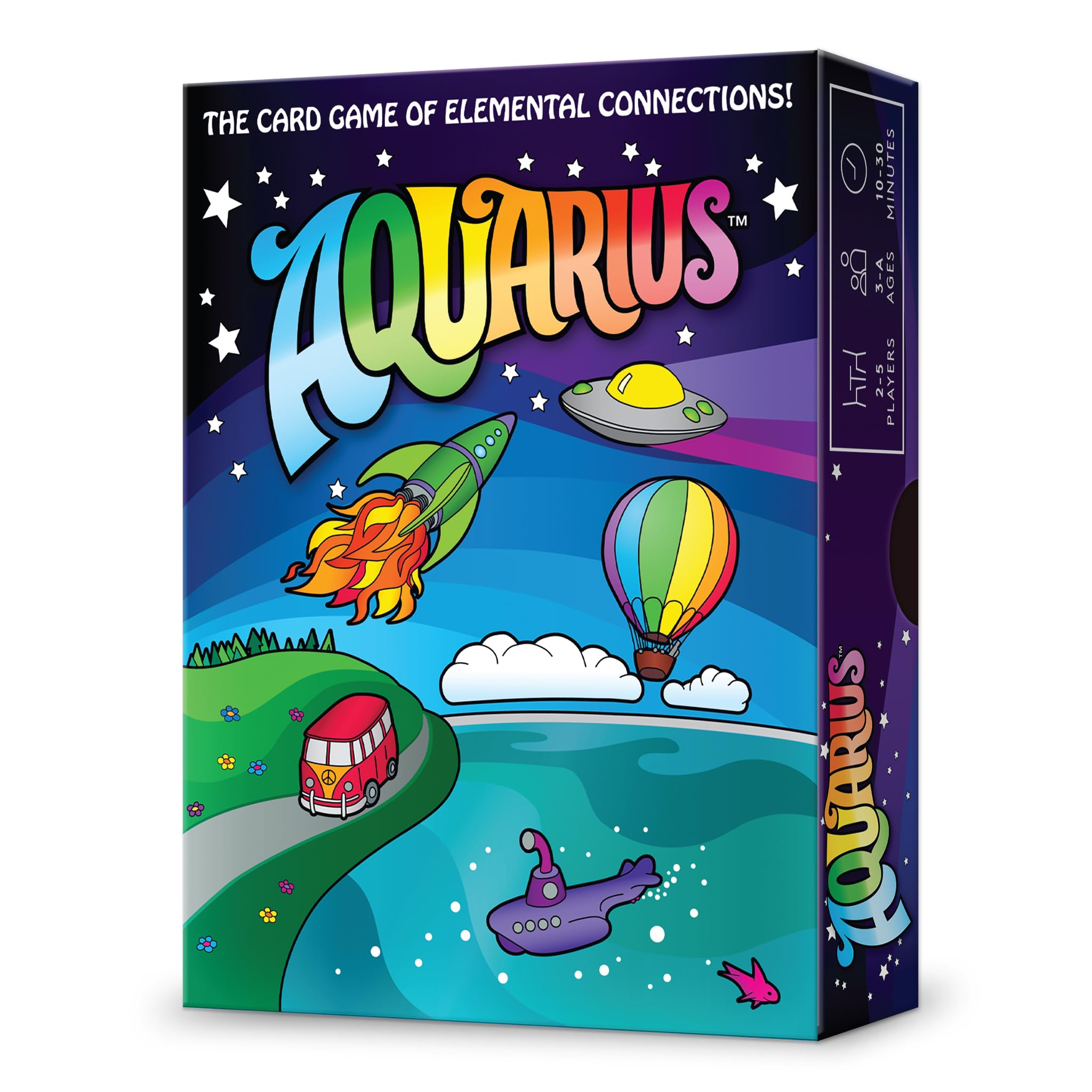 Looney Labs Aquarius Card Game – Card Tiling Game of Matching Colorful Elements, Surprises, and Fun