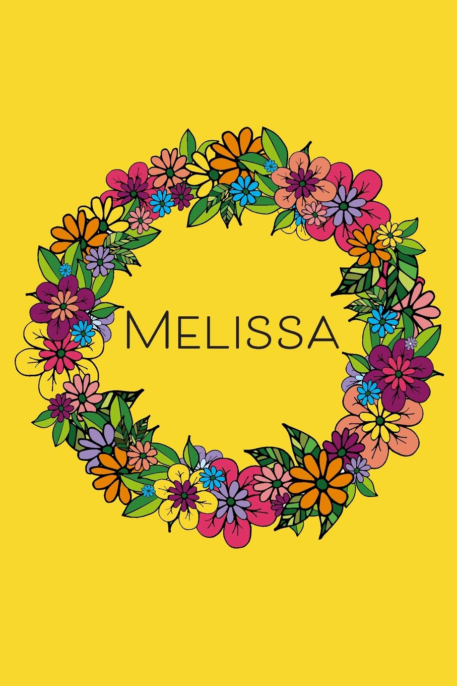 Melissa: Personalised Doodled Floral 6x9 Blank Lined Journal, 120 pages