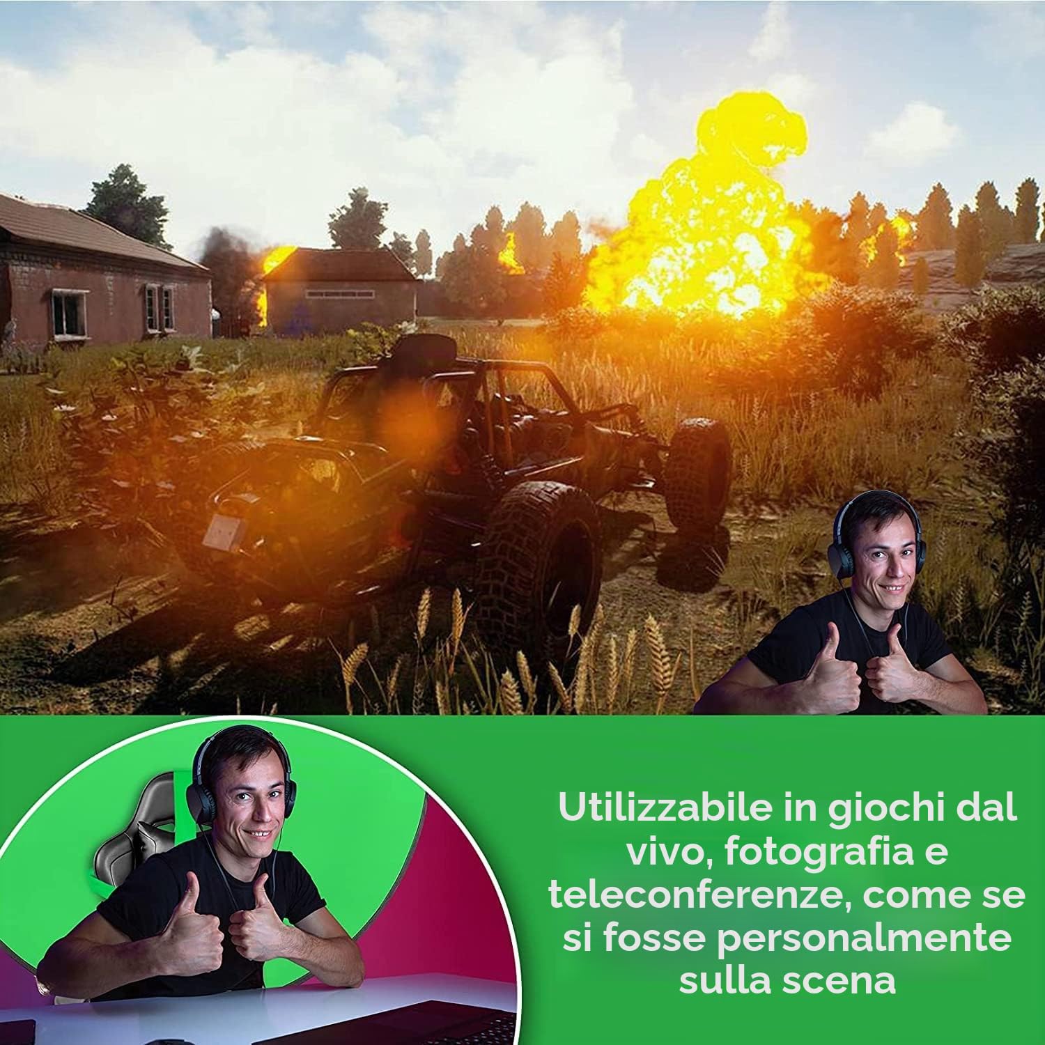 Green Screen 145cm, Sfondo Verde Fotografico Resistente Alle Rughe Pieghevole per Fotografia, Modem Registrazione Video Sistema di Sfondo