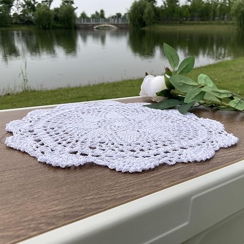 Miniatura 6 de Hsvanyr Mantel redondo de algodón de ganchillo para mesitas de noche, manteles individuales para centros de mesa, posavasos, tapetes, decoración del