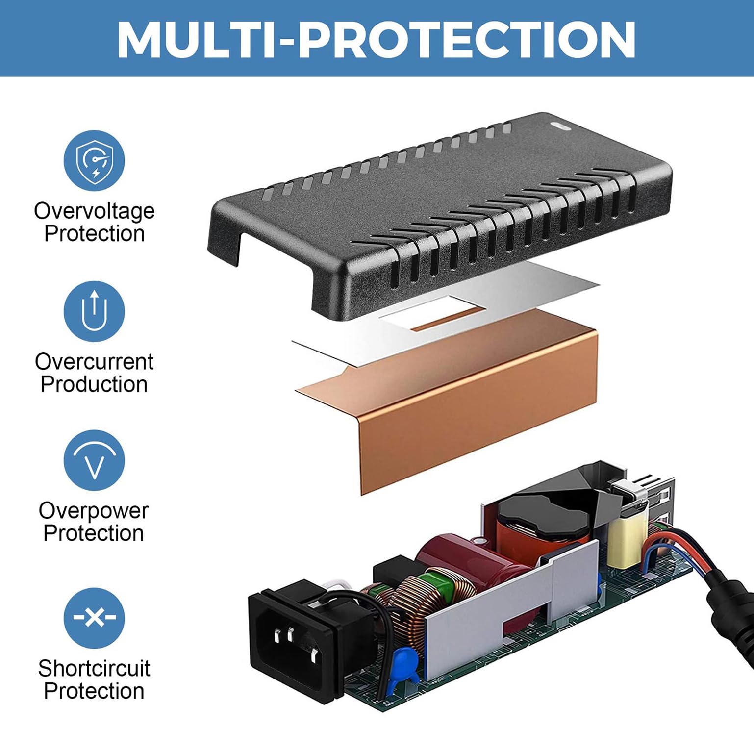12V 4A 48W Netzteil AC/DC Adapter AC 100-240V auf DC 12V Konverter 12 Volt 4 Amp Power Transformer mit 5,5 x 2,5 mm Ausgangsbuchse für LED Strip Modul Licht