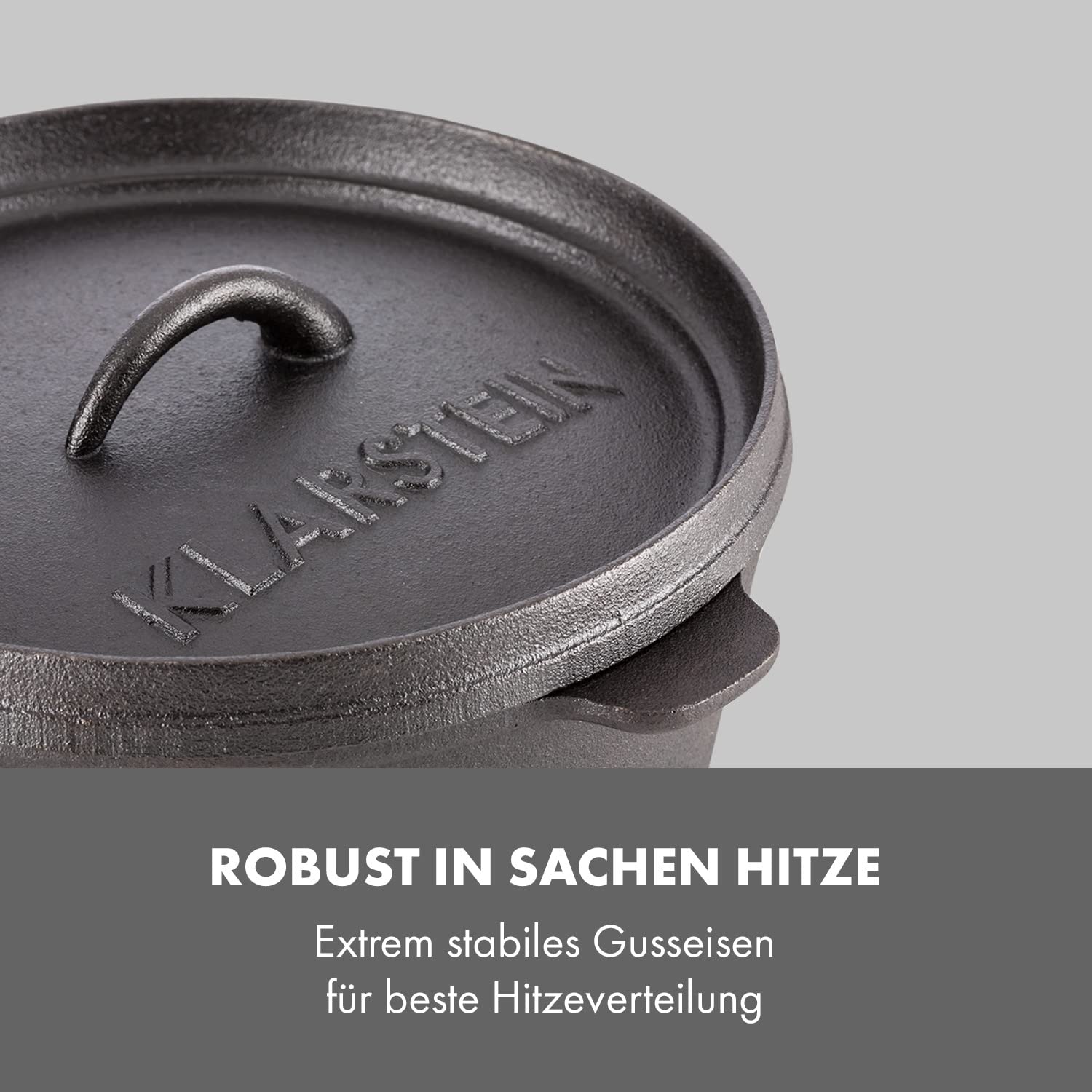 Klarstein Hotrod 145 - Cocotte BBQ 12 qt, 11,4 L Fonte, Idéal pour cuire, rôtir ou cuisiner sur feu ouvert, Rebord de couvercle extra haut pour faire depuis le dessus, Utilisation simple avec