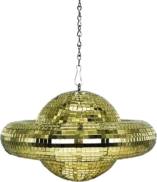 Disco Ball Planet Shaped Decor - Gold Disco Balls Decorations for Party,Room, Home, Bar, KTV, Hanging Disco Decor Retro-Reflective Disco Ball Lights Funky Home Decor 9 inch