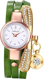 Women's Wrap Bracelet Watch, Multilayer Leather Watch, Bling Rhinestone Quartz Dress Watch for Girls Ladies Women