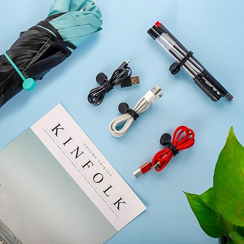 Miniatura 9 de FGSAEOR - Organizador de cables magnético, bridas de silicona reutilizables, organizador de cables para agrupar y organizar cosas de sujeción,