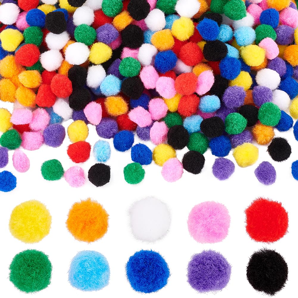 PH PandaHall 500 pompones de 10 colores, bolas de pompón de 20 mm, colores arcoíris, bolas de pompones suaves para manualidades, adornos para Navidad, boda, cumpleaños, decoración de espejo,