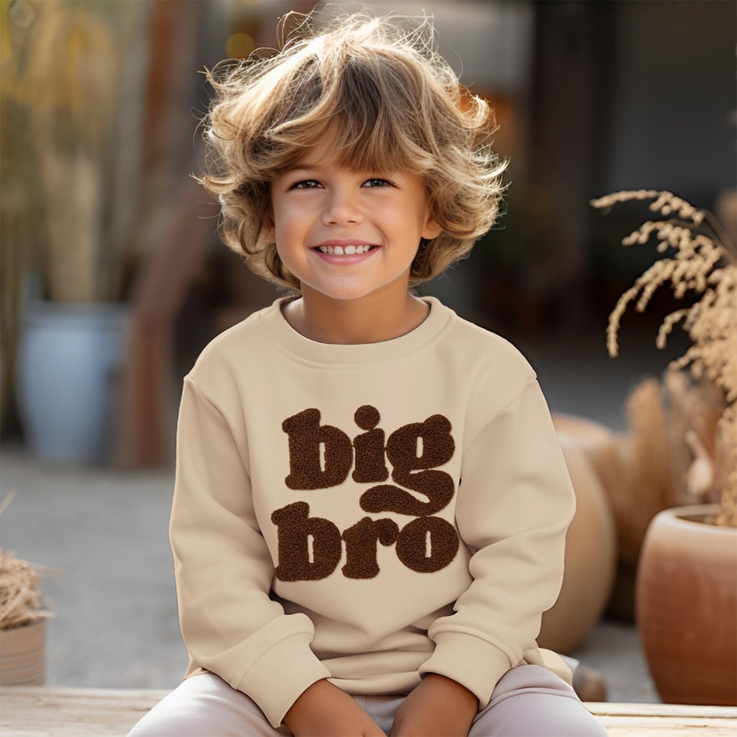Big Brother Sweatshirt Toddler Boy Big Bro Chenille Patch Letter Print Pullover Crewneck Long Sleeve Shirt Fall Tops - Image 2