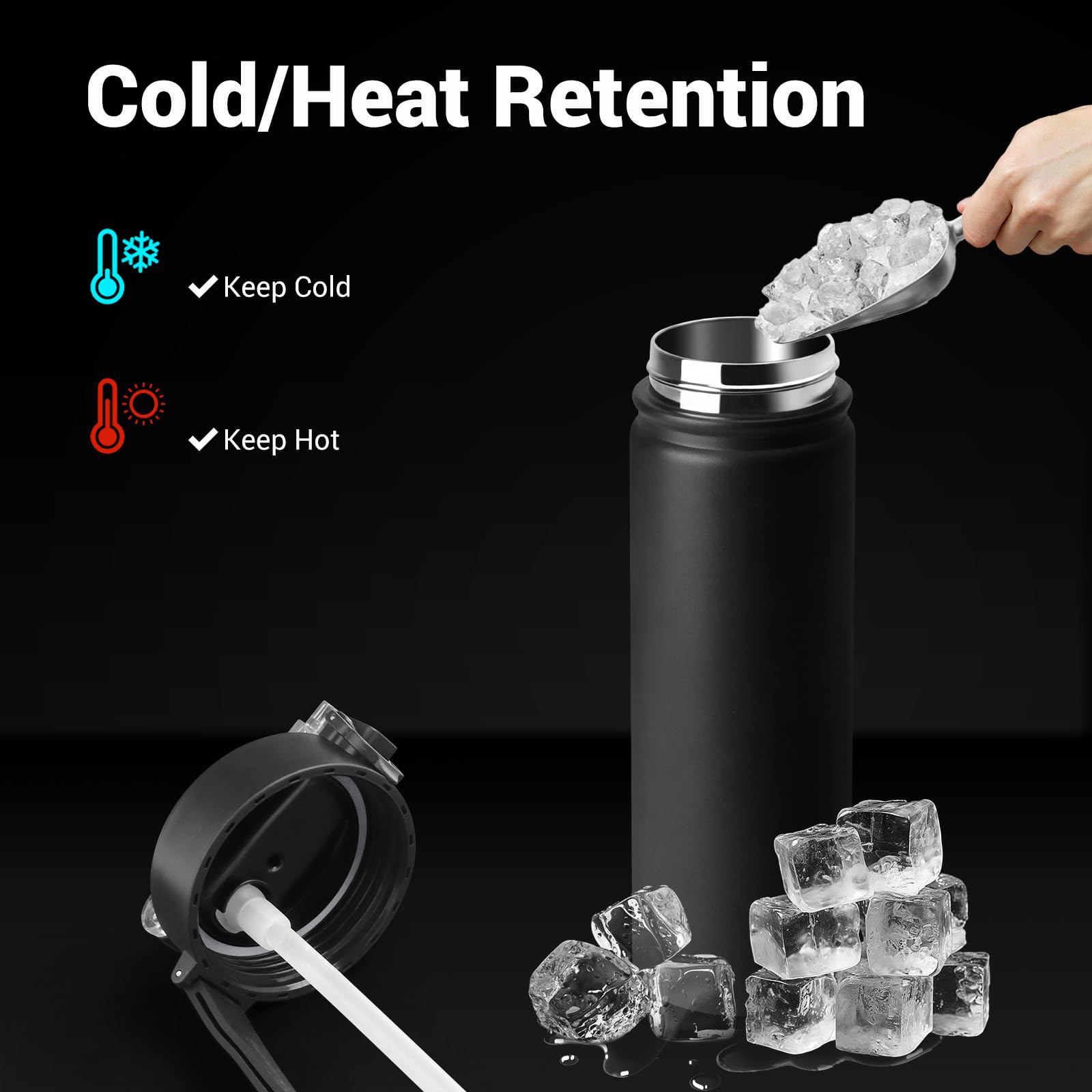 BuildLife 720ML Insulated Water Bottle with Straw,Leak Proof Double Walled Stainless Steel Metal Sports Water Bottles - Image 4