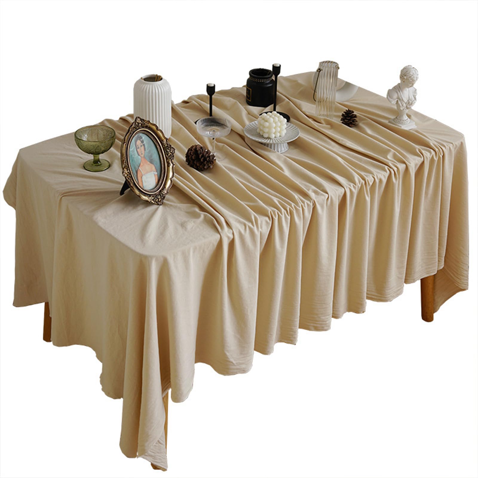Jazuaiao Simple Cotton Linen Tablecloth Multipurpose Rectangular Table Protectors Color Fabric Cover for Home Decors Farmhouses Linen