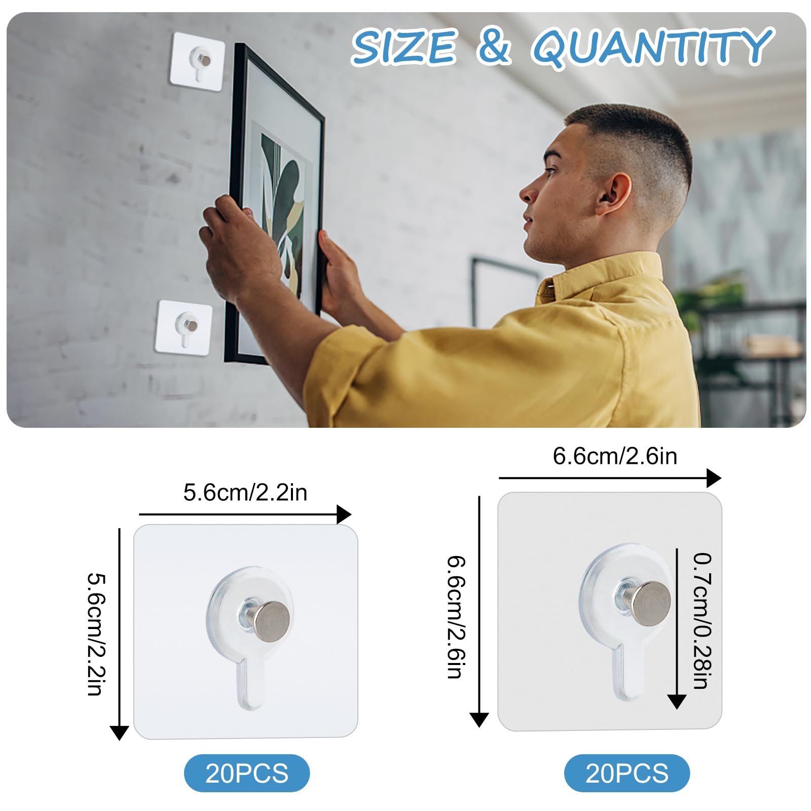 Crochets Autocollants Transparents Pour Photos Et Affiches - Lot De 33, Charge Max 5 Kg, Installation Sans Perçage, Réutilisables