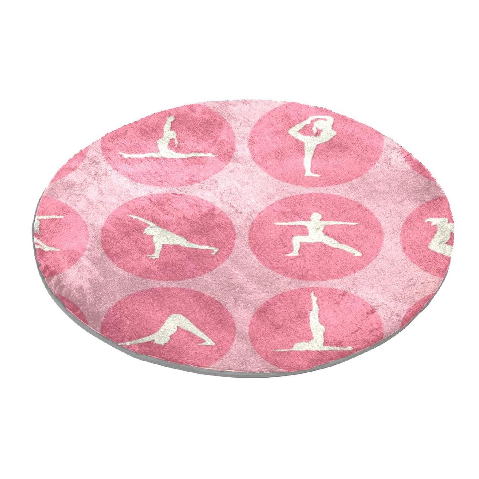 Tapis rond Pose de yoga (3) Tapis de chambre à coucher Tapis de chaise doux Tapis lavable