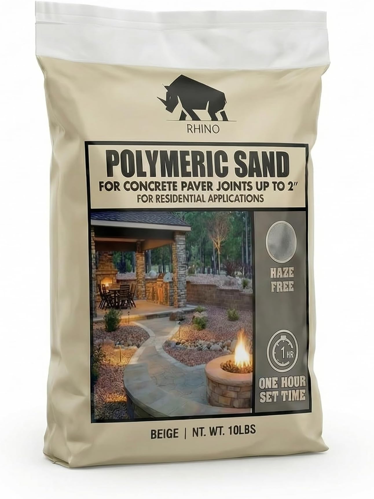 Rhino Power Bond Plus Polymeric Sand 10 lbs, Beige | Jointing Sand for Pavers & Natural Stone up to 2 inch Joints | Patio, Walkway, Driveway & Garden Path