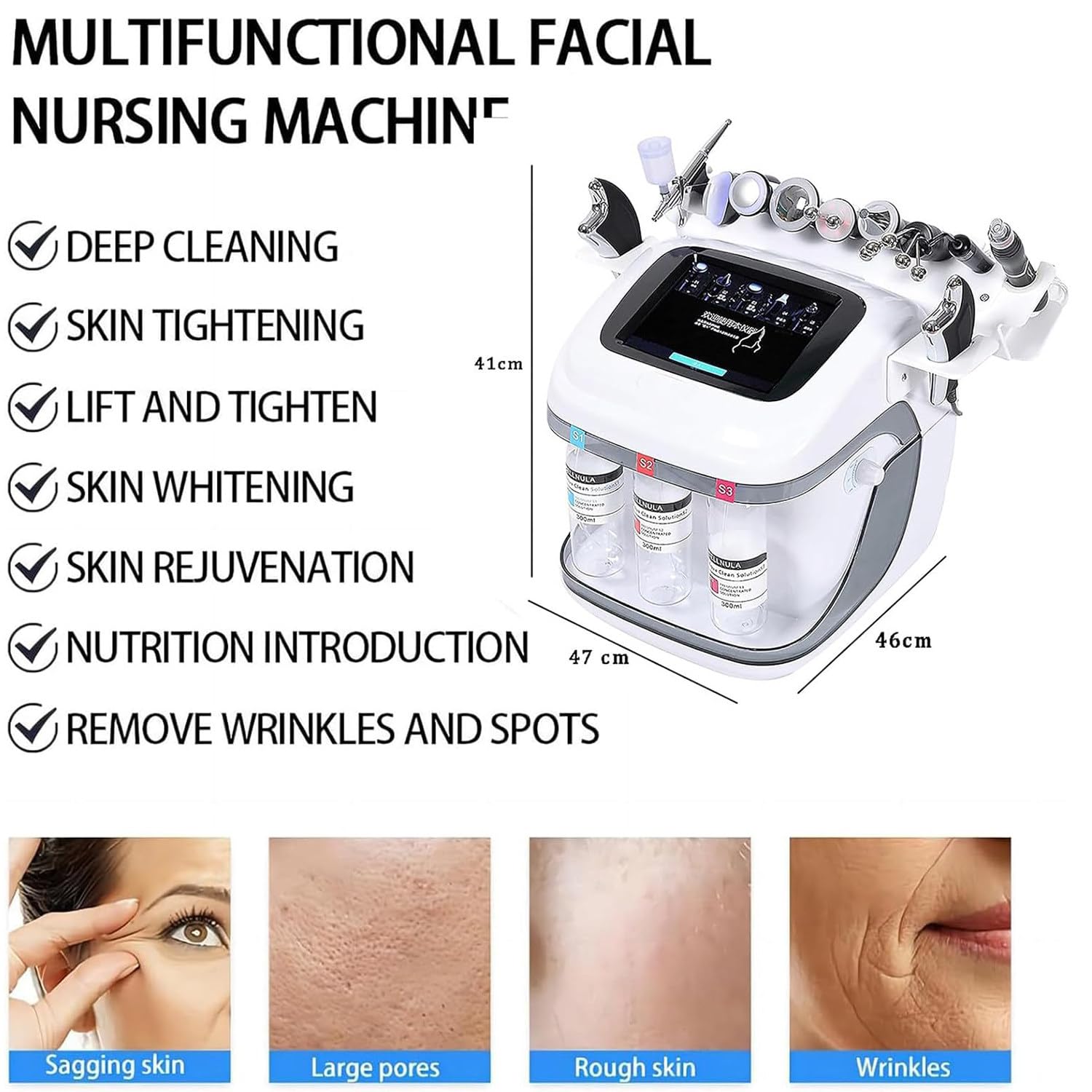 Máquina Hidráulica 10 En 1 Profesional Hydrafacial, Hidrodermoabrasión para Limpieza Profunda Exfoliante, Hidratante Facial con Pantalla LED,Dispositivo Aqua Rejuvenecimiento De Piel