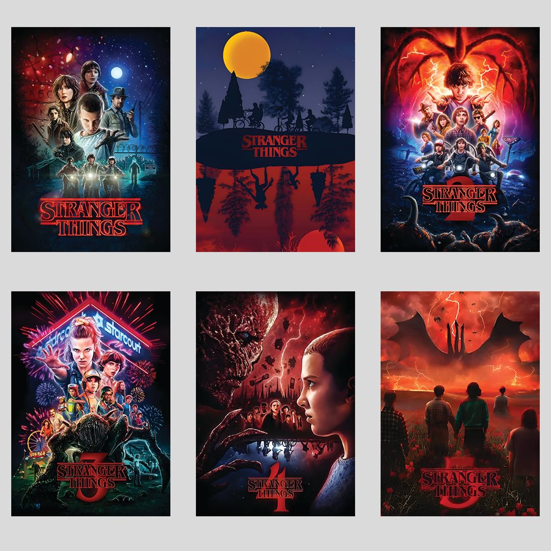zenithink Stranger Things Wall Poster -Pack Of 6 | 8 X 12Cm (A4 Size-300GSM) | Aesthetic Artwork Posters | Posters For Living Room, Bedroom, Home And Office