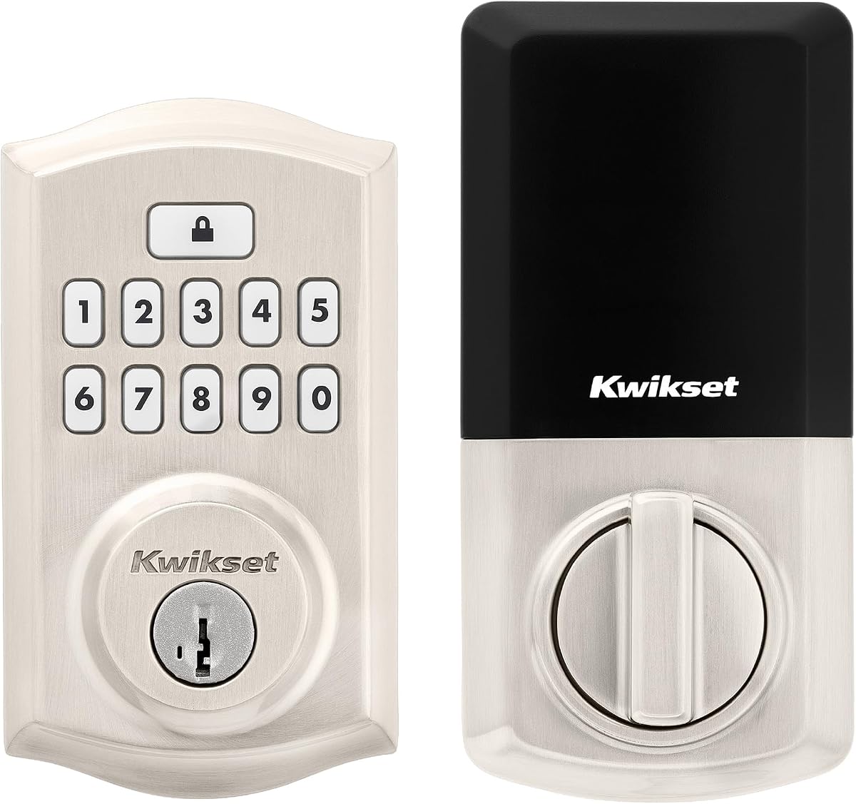 Cerradura de puerta con cerrojo y teclado electrónico de entrada sin llave SmartCode 260 | Níquel satinado, bloqueo automático, códigos de usuario personalizados, seguridad avanzada, tradicional