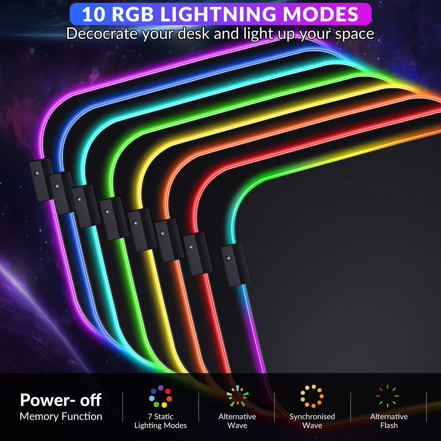 Gimars Tappetino Mouse RGB Poggiapolsi, 10 Modalità LED, 304x254mm Mouse Pad XL Ergonomico, Poggiapolsi Mouse Gaming Base in Gomma Antiscivolo, Tessuto in Lycra per Laptop, PC, Ufficio