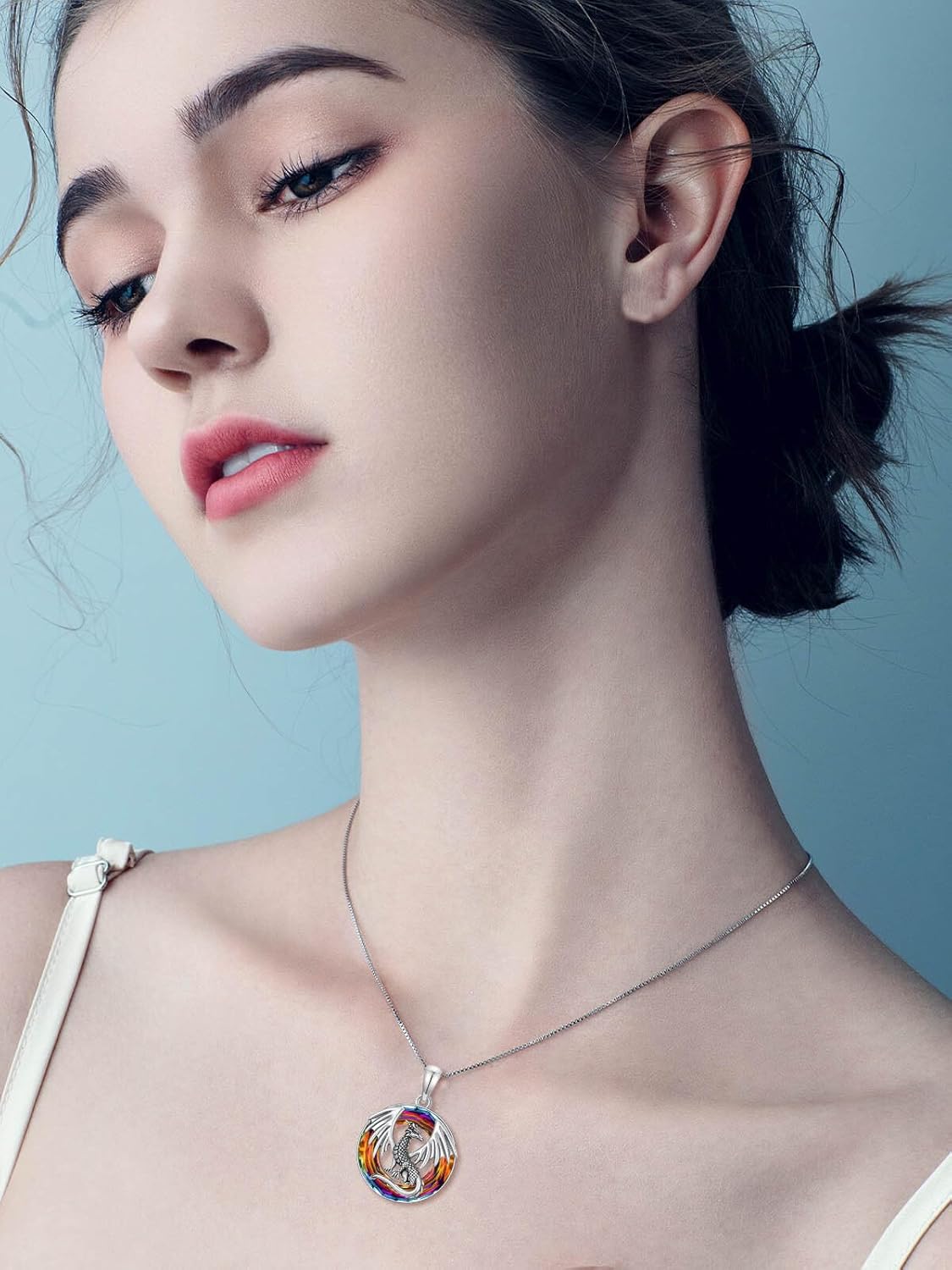 TOUPOP Dragon Necklace Sterling Silver Dragon Pendant Necklace with Crystal Jewelry Birthday Christmas Gift for Her Women - Image 6