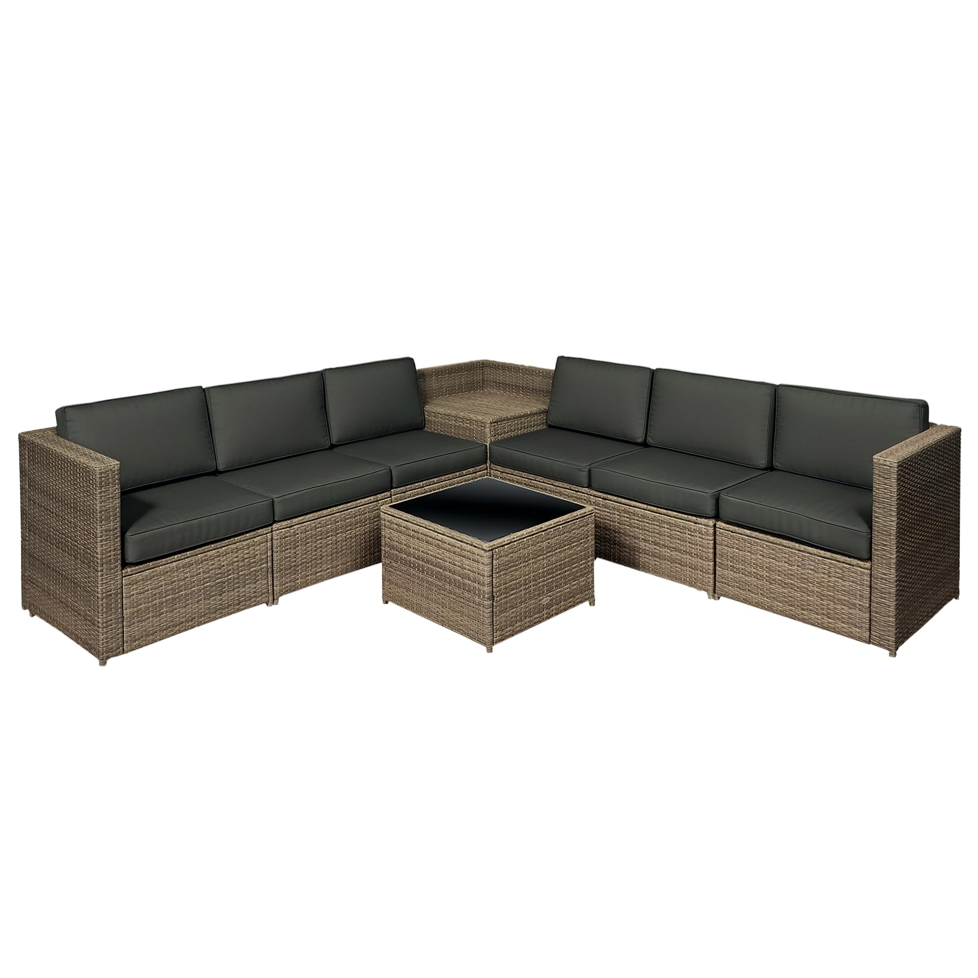 Outsunny 8Pcs Patio Rattan Sofa Set Garden Furniture Side Table W/ Cushion from B&Q
