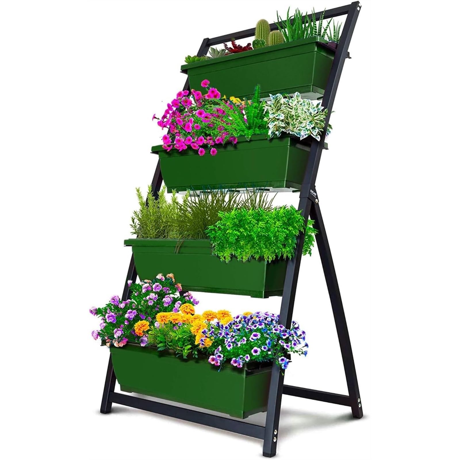 zhangrui1888 Plant Stand Flower Pots, 4-Ft Raised Garden Bed - Vertical Freestanding Elevated Planters 4 Container Boxes Indoor Plant Shelf(Green)