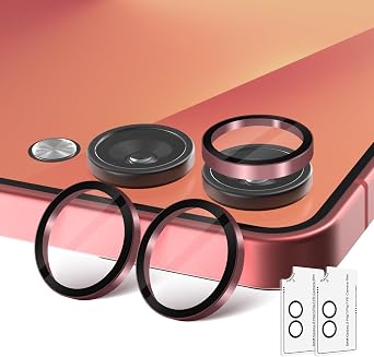 Orzero 2 Sets Camera Lens Protector for Samsung Galaxy Z Flip 7/7 FE, [EZ Install] [Case-Friendly] 9H Tempered Glass Alloy Metal Ring Lens Cover, Military-Grade Shockproof, HD Clarity Anti-Glare Red