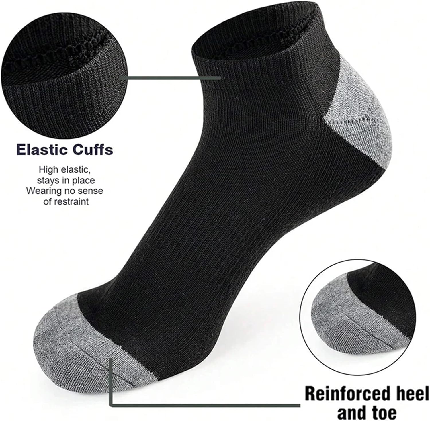 Women Ruffle Ankle Socks Men Block Boat Style Ankle Socks 15 Pairs Winter Comfortable Breathable Sweat Absorbing(5Pairs-Gray)