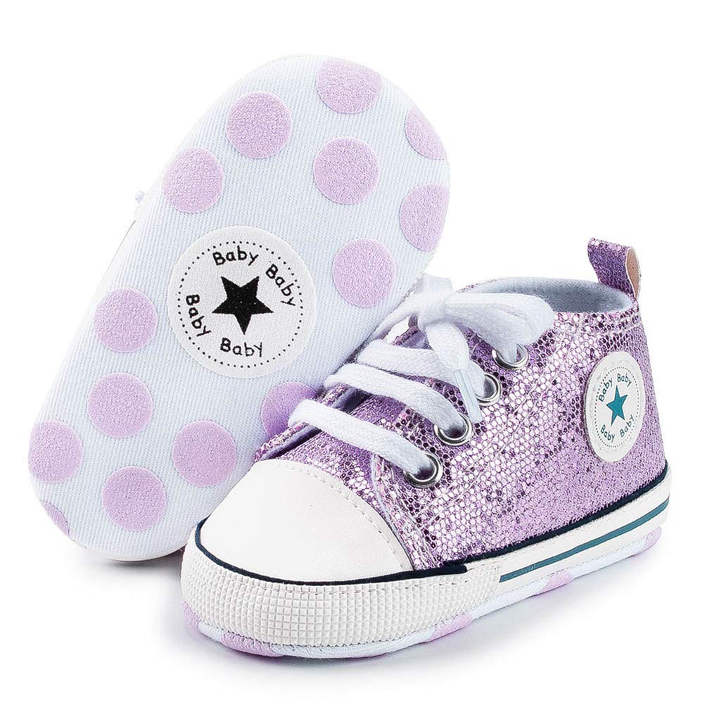 Baby Boys Girls Star High Top Sneaker Soft Anti-Slip Sole Newborn Infant First Walkers Canvas Denim Shoes