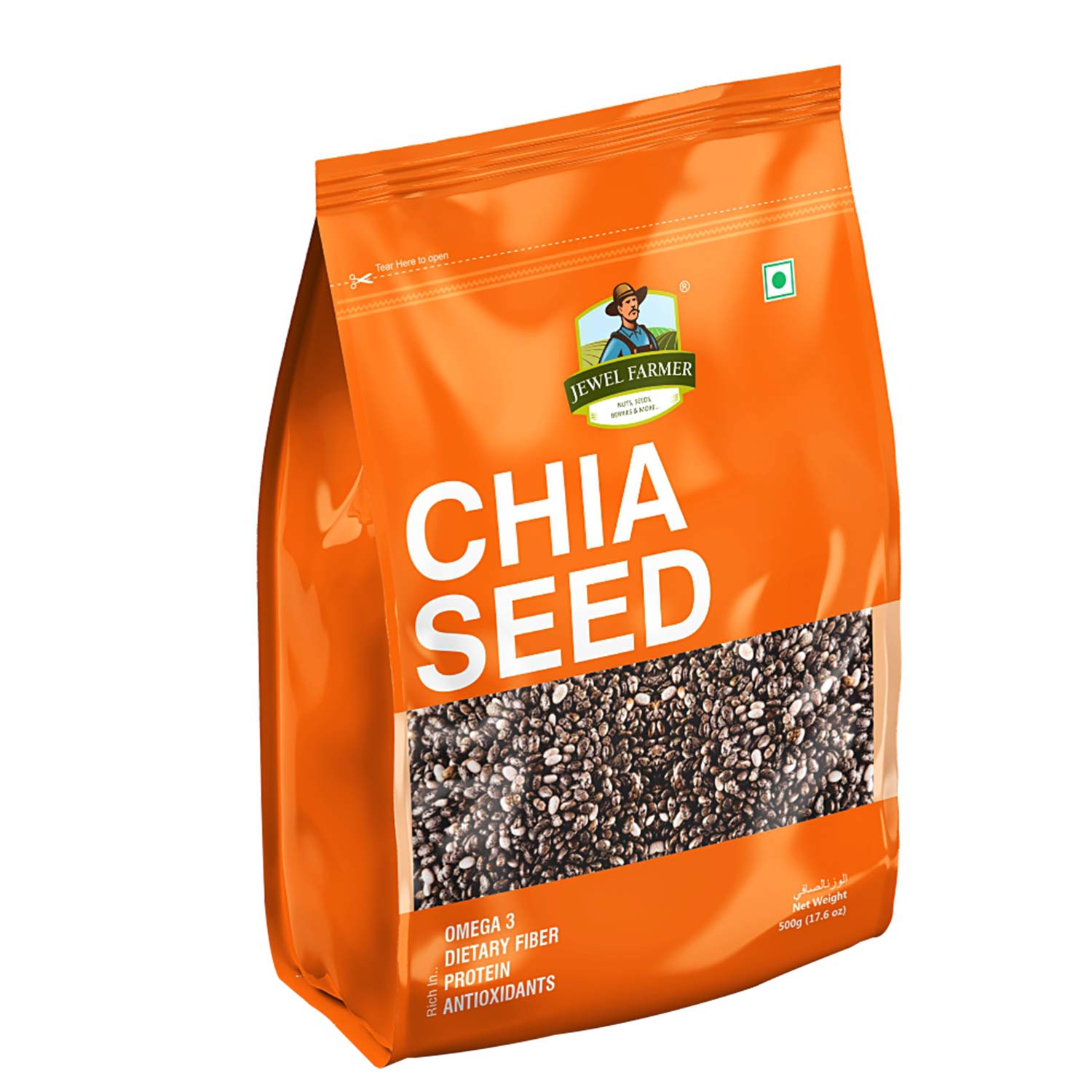 JEWEL FARMER Chia Seeds Raw & Unroasted, Low Sugar Superfood with Antioxidants, Protein, Dietary Fiber & Omega 3 (500g) (B085QKB5W8) Amazon Price History, Amazon Price Tracker