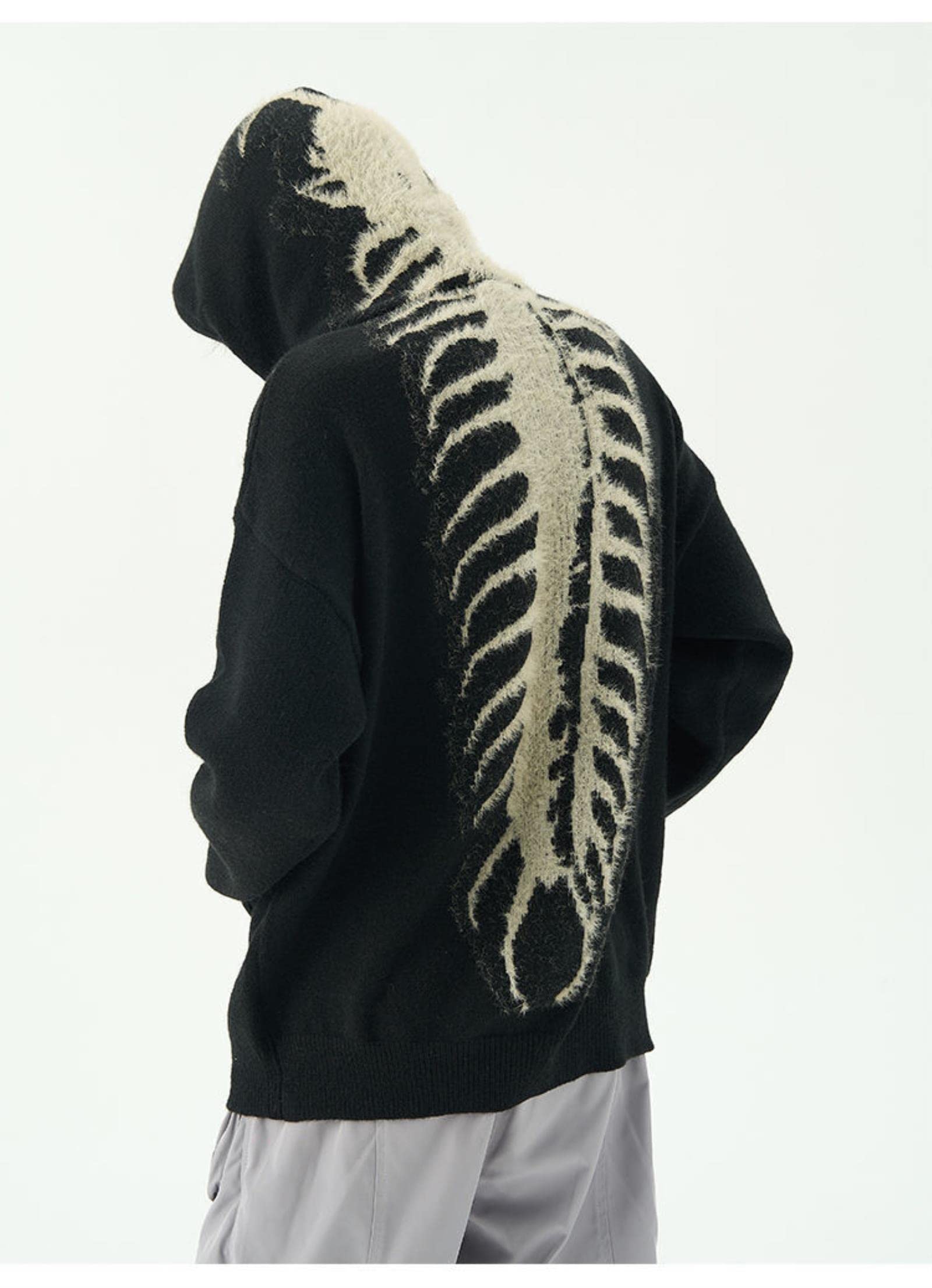 Maglione Lavorato a Maglia Hip Hop Pullover con Cappuccio da Uomo Felpe con Cappuccio da Uomo Punk Goth Harajuku Abbigliamento da Uomo Allentato Streetwear Giapponese