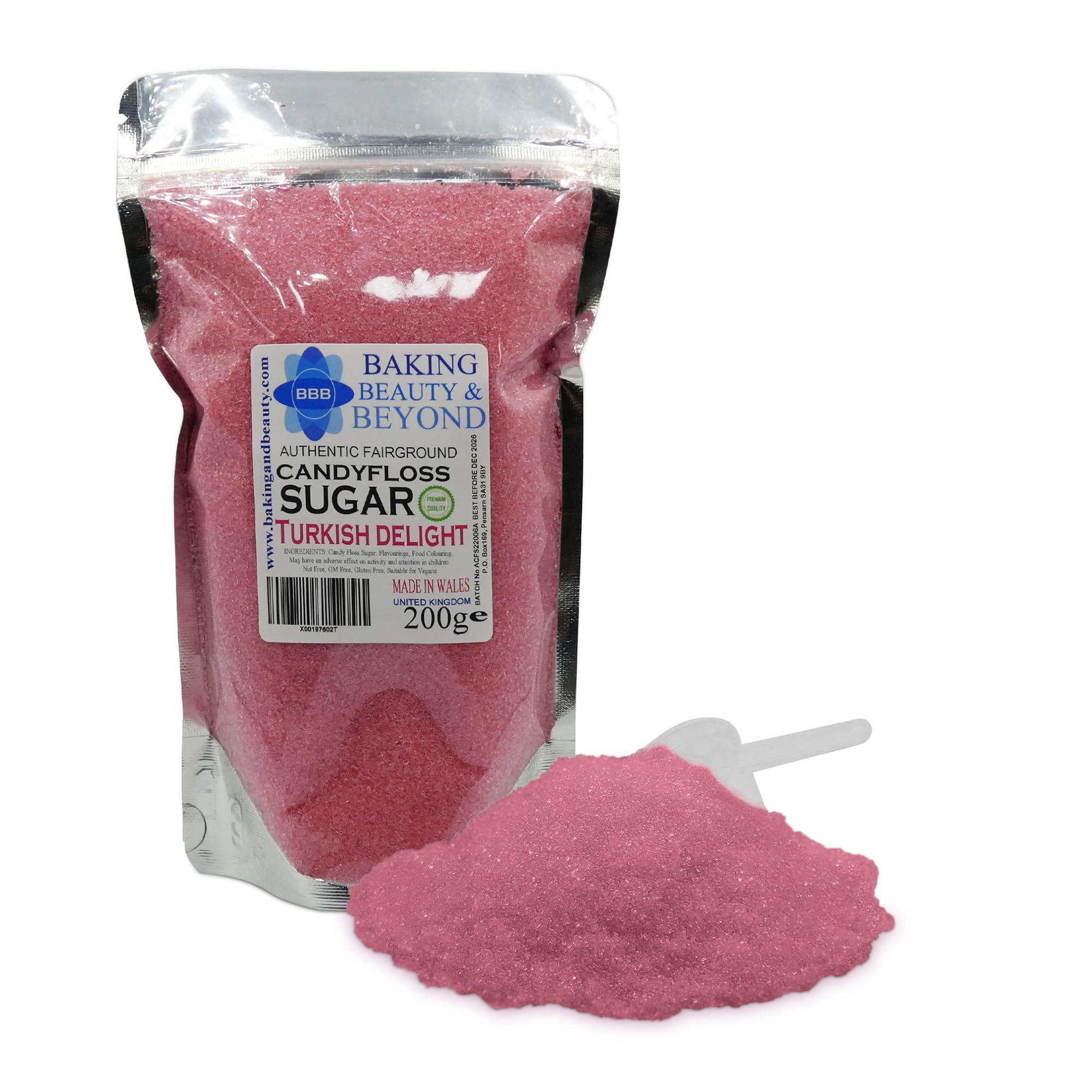 Baking Beauty and Beyond Premium Candy Floss Sugar 200g - Turkish Delight Flavour