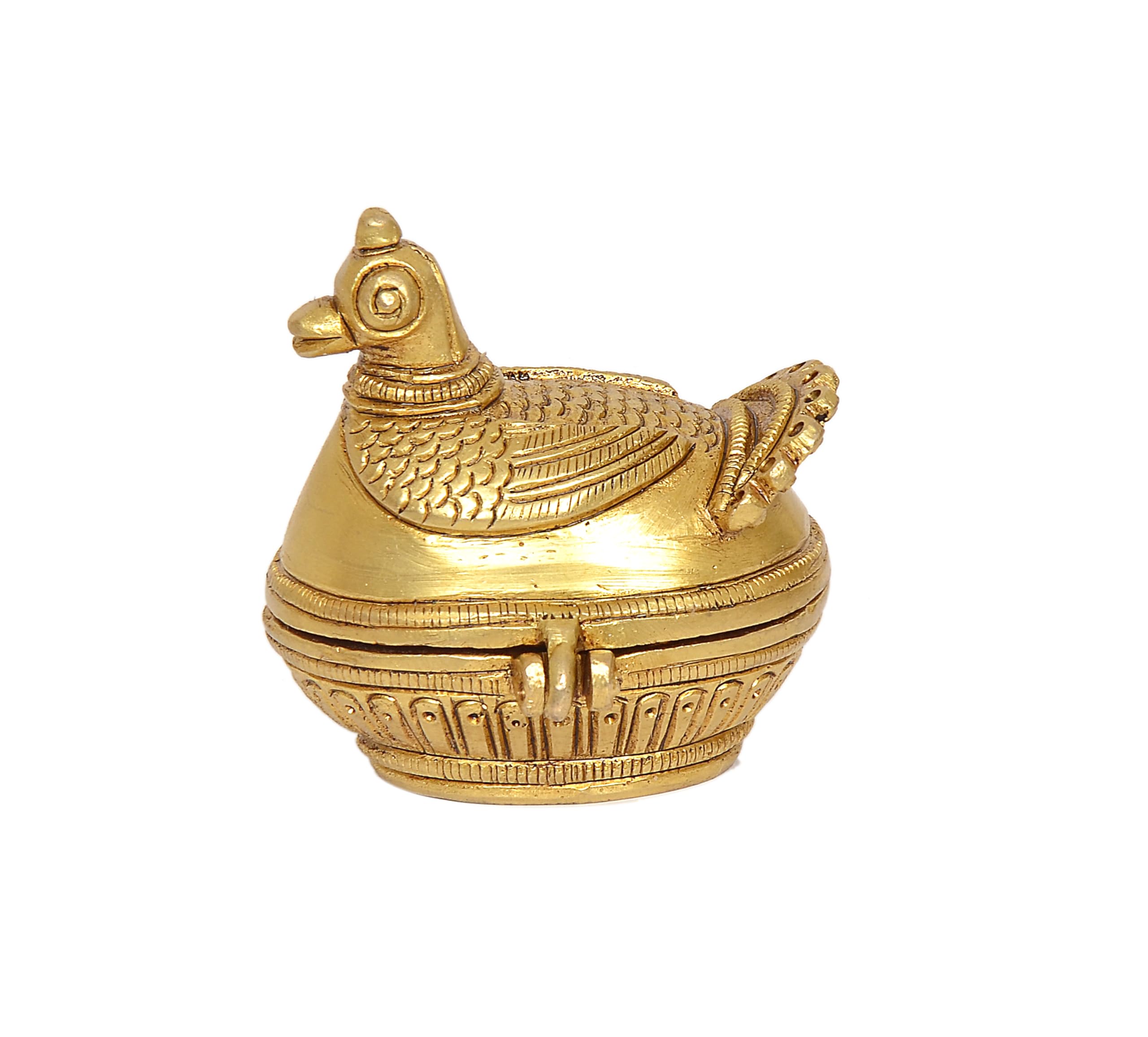 Dattatreya Brass Sindoor Kumkum Box with Peacock Design for Home Decor and Pooja Mandir Height 2.5 Inch-image-49