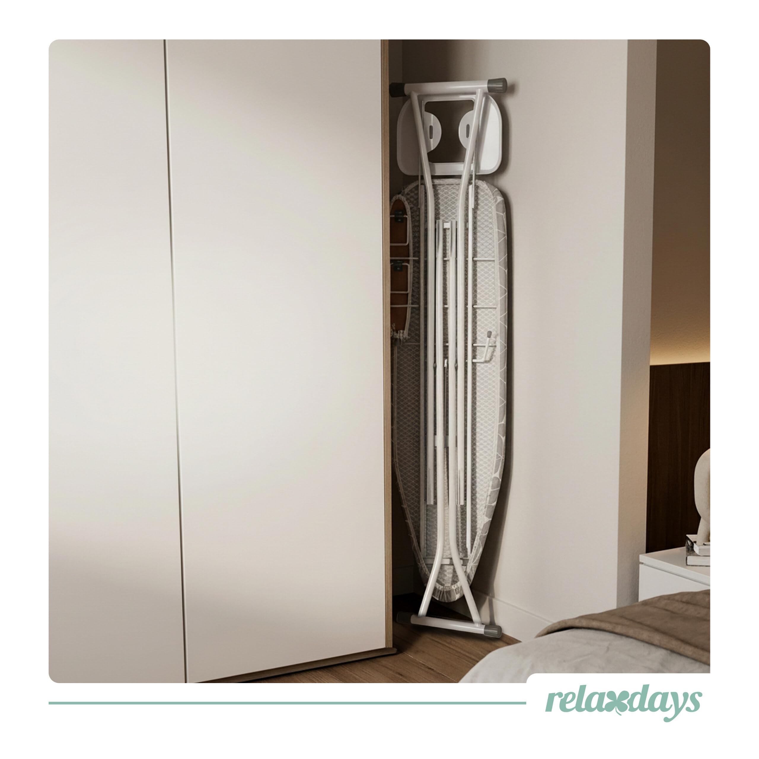 Relaxdays Bügelbrett für Dampfbügeleisen, 131 x 33 cm, höhenverstellbar, klappbar, Ärmelbrett, Bügeltisch, weiß/grau