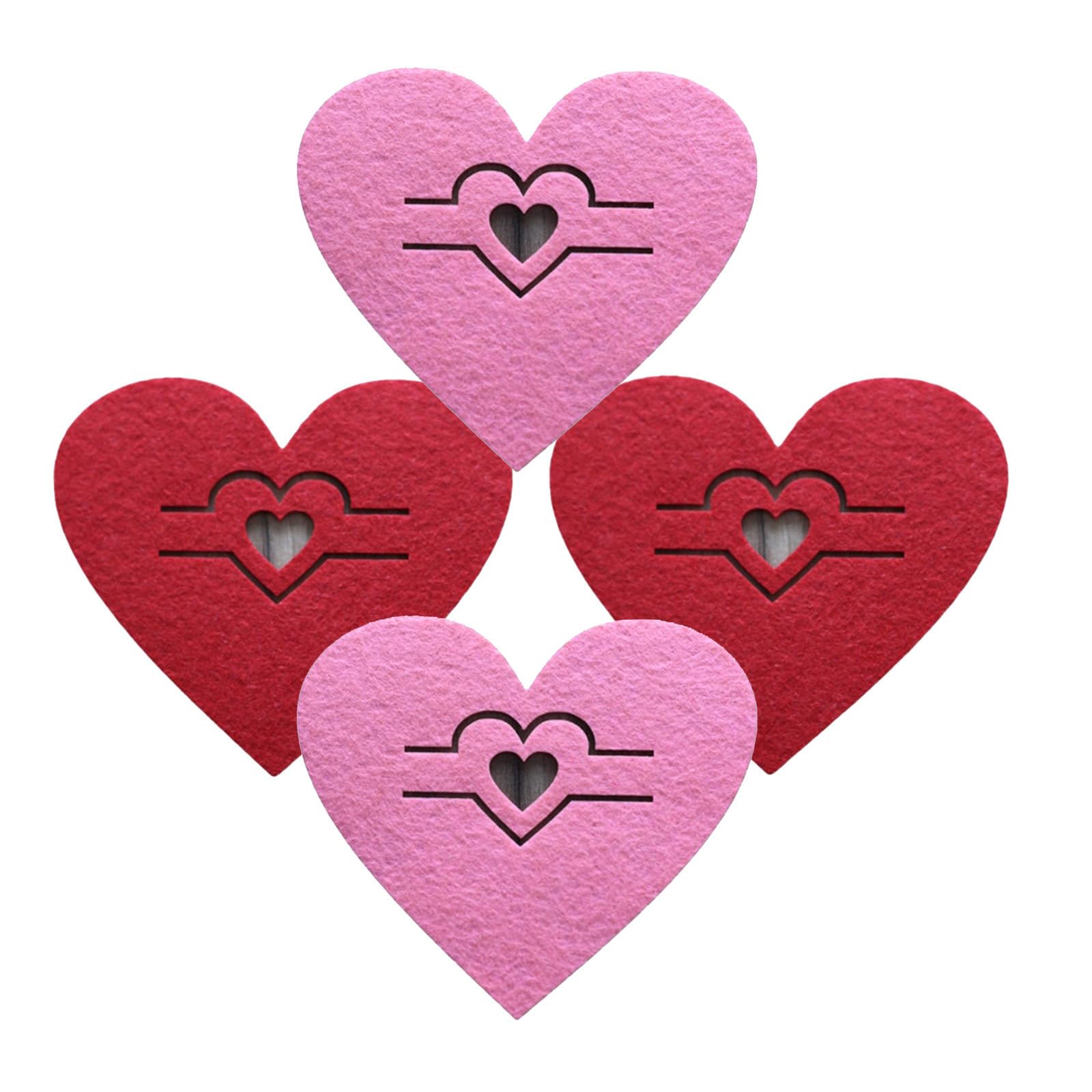 MICFENY 4pcs Valentine Heart Cutlery Holders Romance Utensils Holders Table Decoration for Couple Families and Restaurants