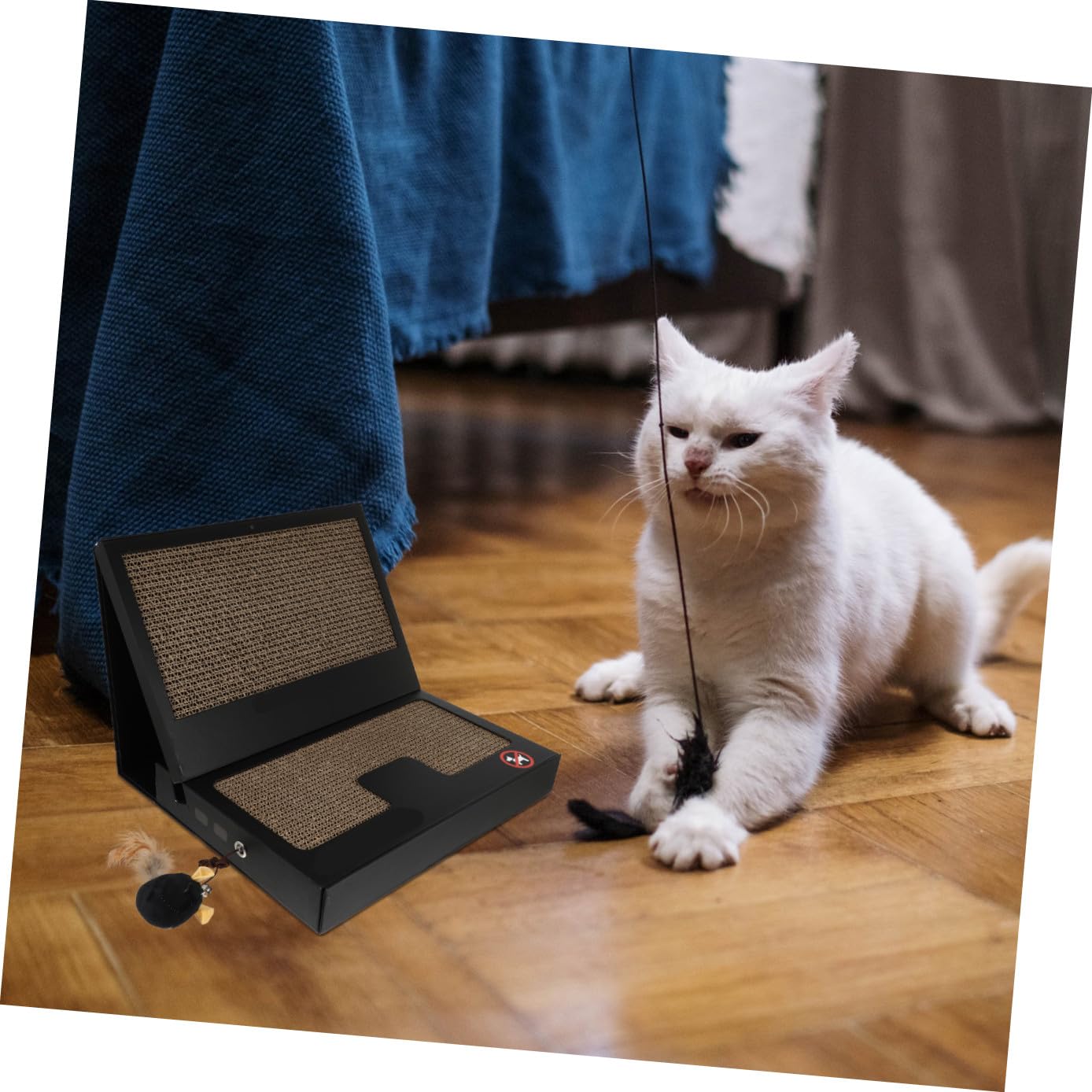 BESPORTBLE Tiragraffi per Gatti a Forma di Laptop Nero, Cartone Ondulato | Bacchetta, Design Creativo Portatile, Resistente All’abrasione per Uso Domestico