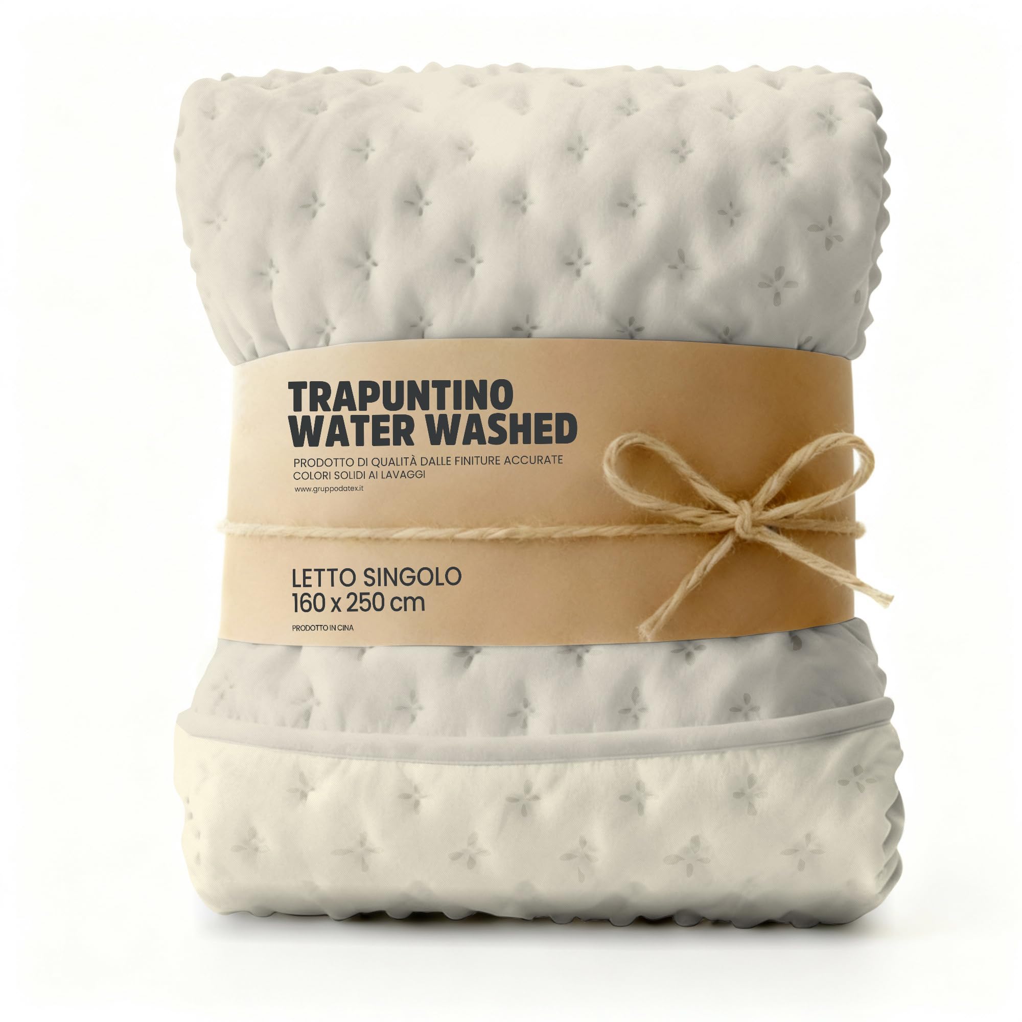 Couvre-lit matelassé d’été Water Washed, Couvre-lit en Microfibre, matelassé et rembourré 100 g, Couverture lit Simple 160x250 cm - Sabbia/Crema