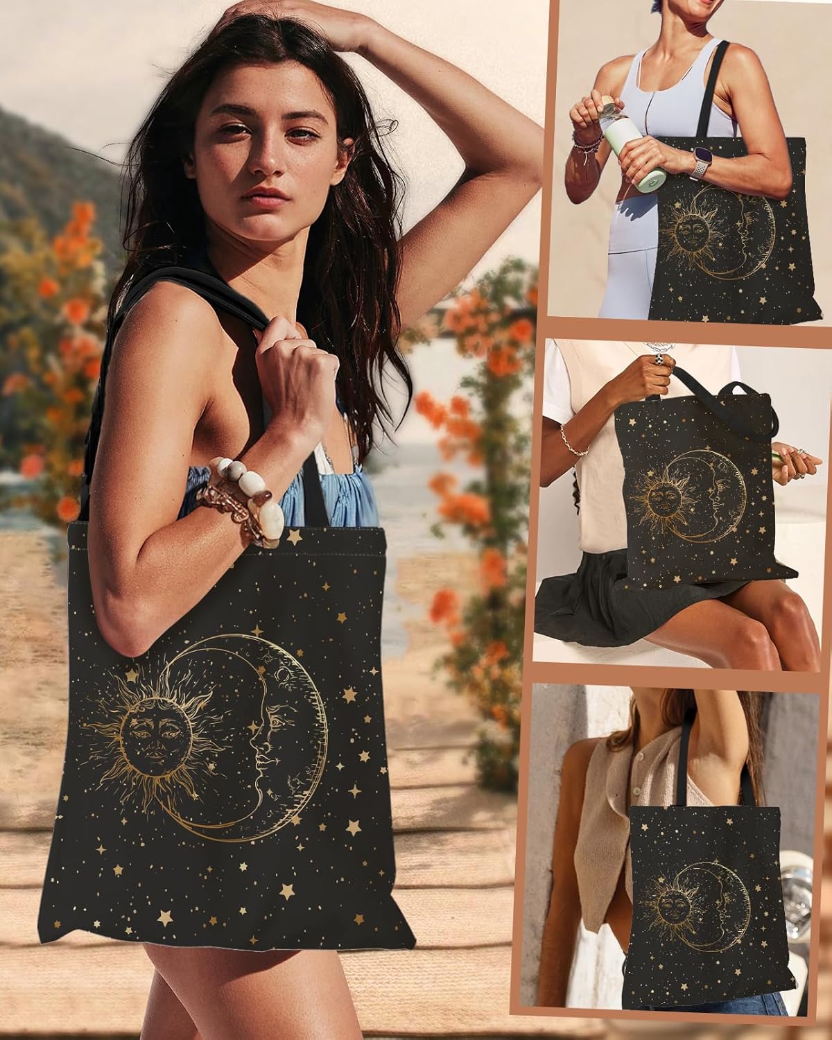 Aesthetic Canvas Tote Bag - Reusable Shoulder Tote Bag for Women Lady Casual Vacation, Shopping, Work, Gym - Image 6