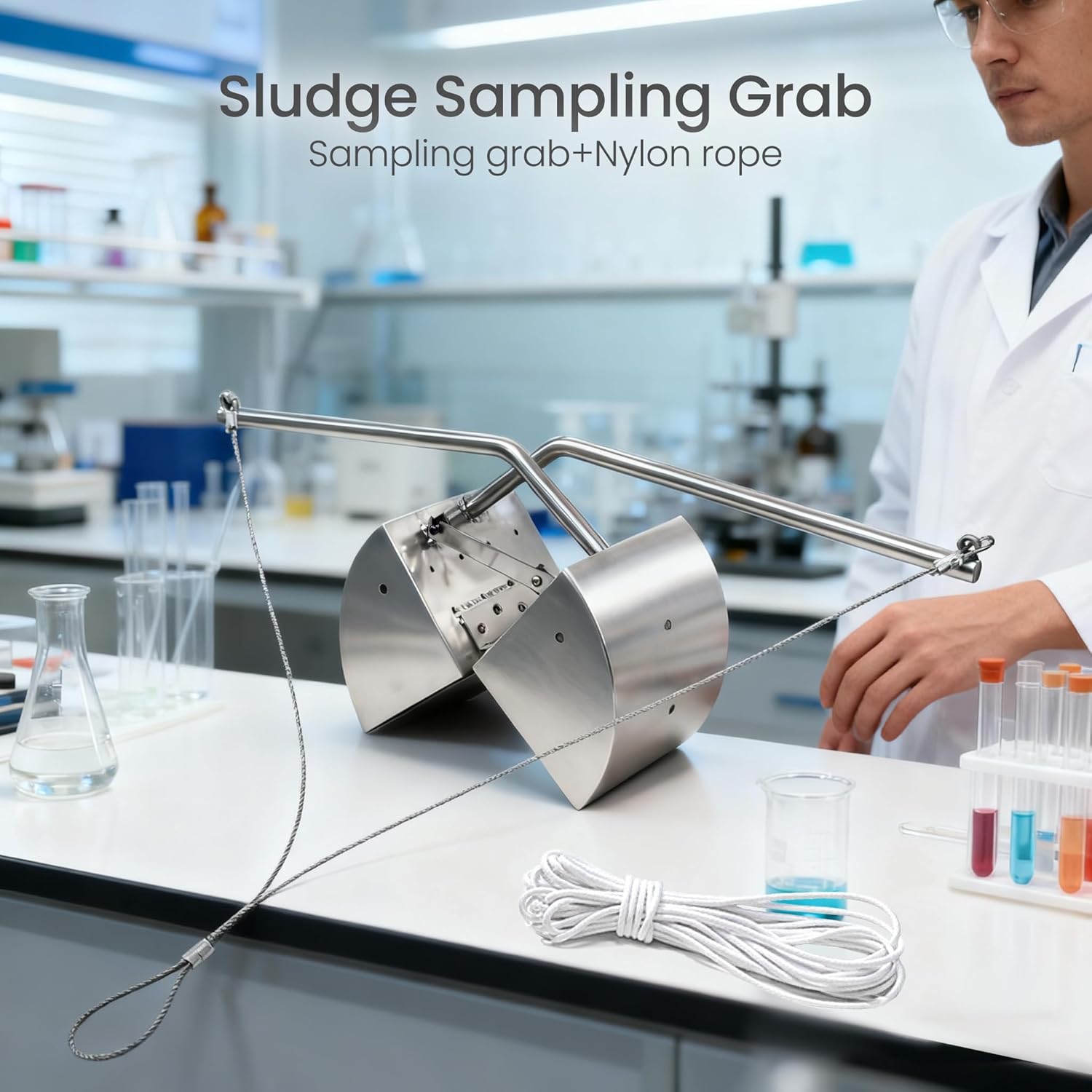 Sludge Sampler, Grab Bucket Sampler for Sediment Collection from Ponds, Lakes, and Rivers(3L)